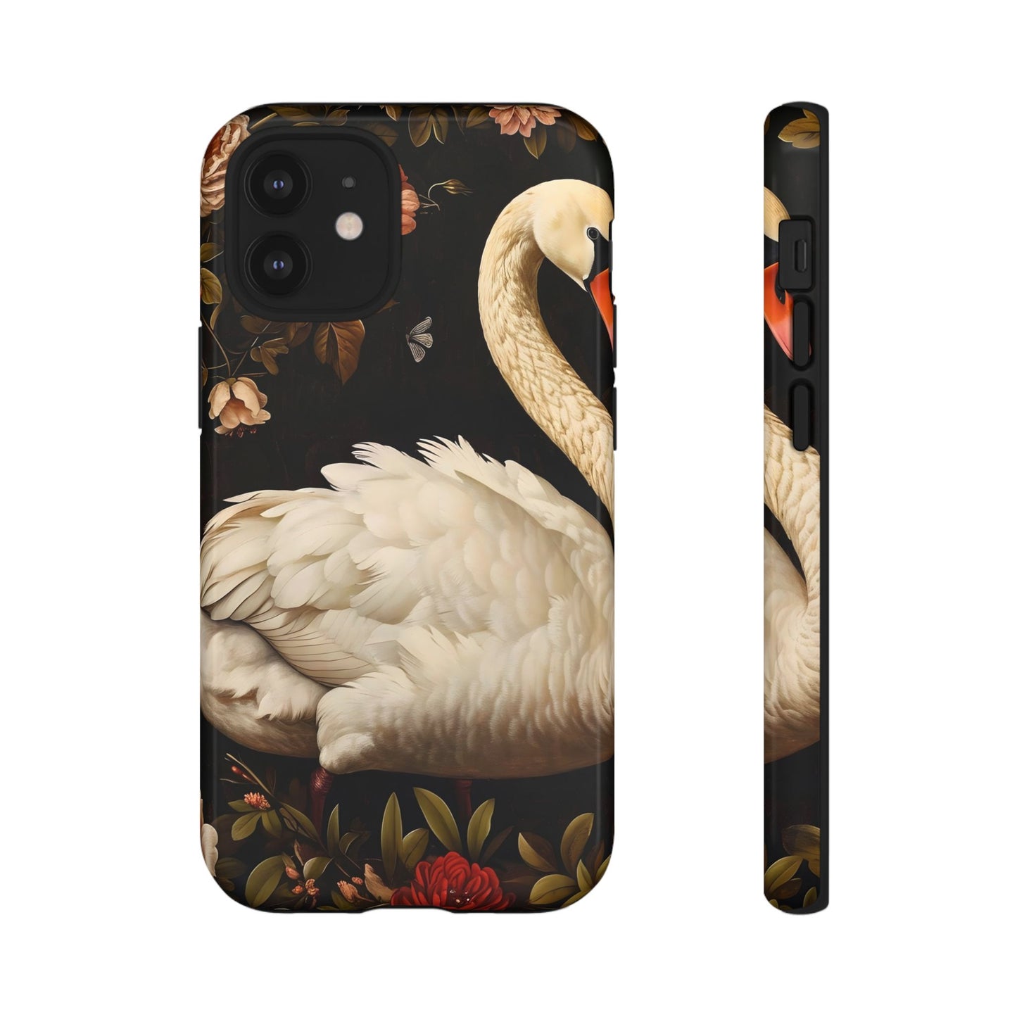 Elegant Swan Phone Case, Floral iPhone Cover, Tough Phone Case, Gift for Her, Nature Lover, Mother's Day, Birthday