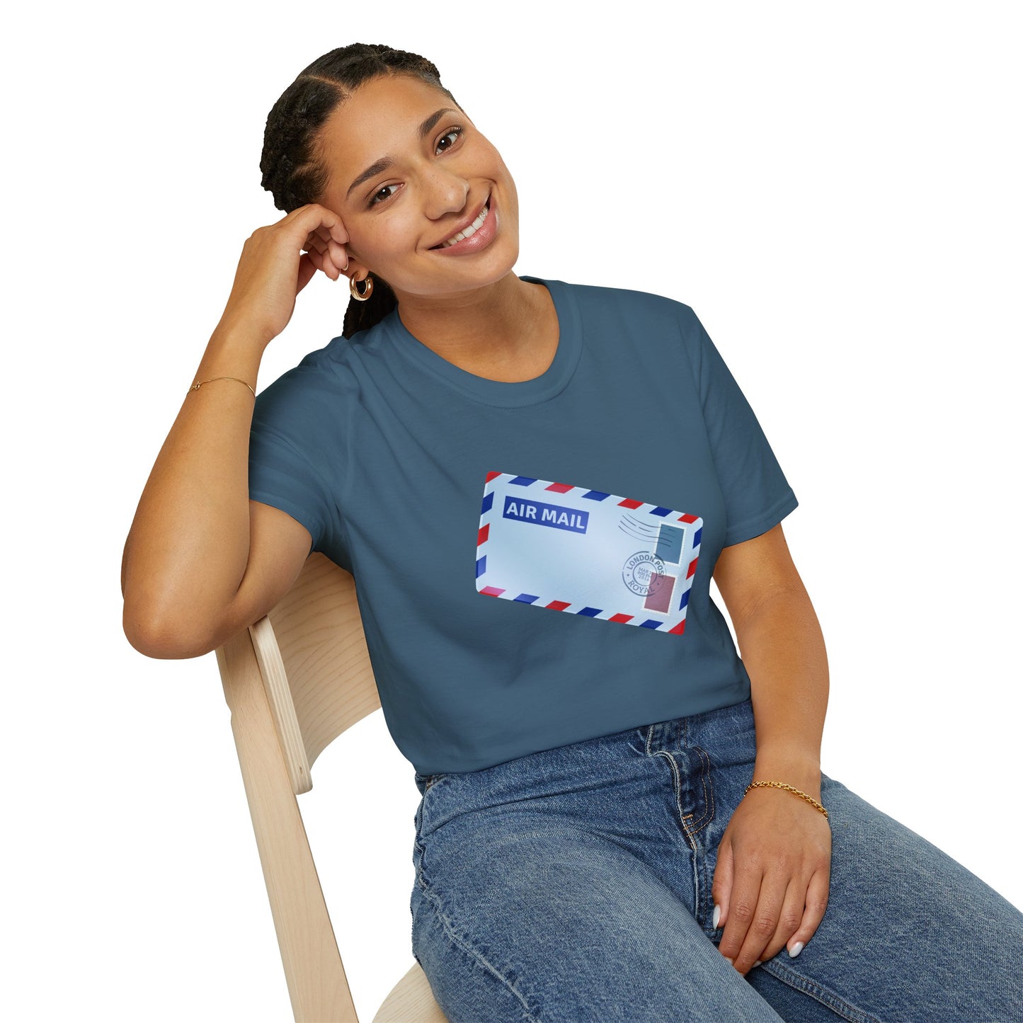 Unisex Softstyle T-Shirt - Vintage British Air Mail - Classic Postal Design