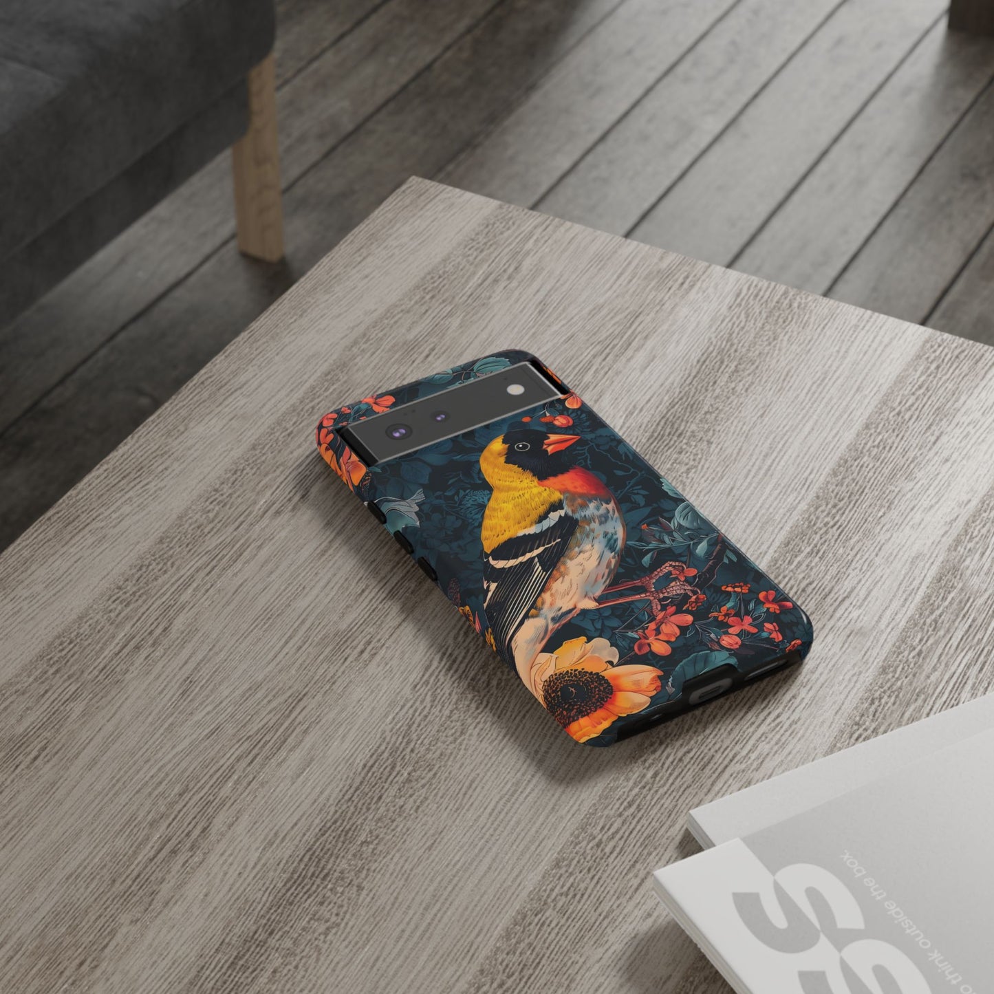 Colorful Bird Phone Case, Floral Phone Cover, Tough Phone Protector, Nature Lover Gift, Botanical Case, Unique Mobile Accessory