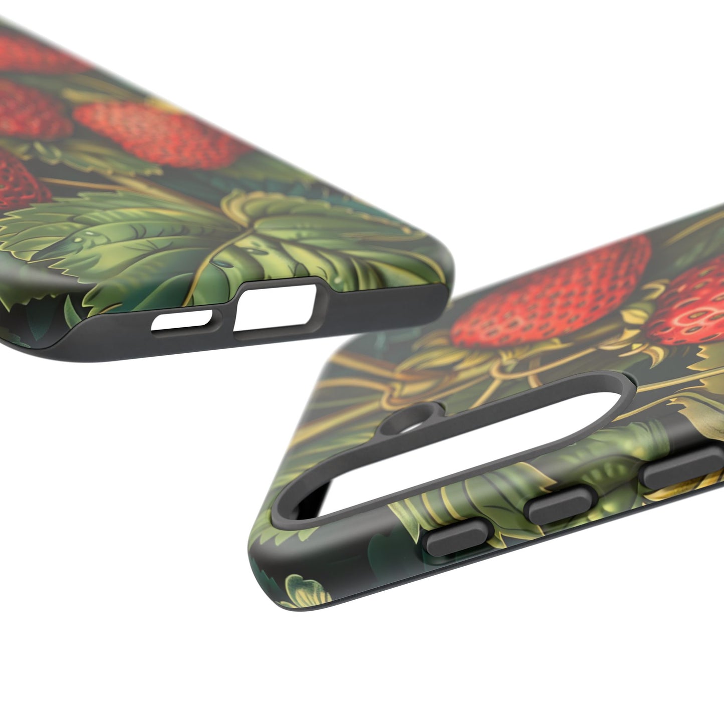 Strawberry Phone Case, Tough Berry Case, Floral Phone Cover, Cute Smartphone Shell, Nature-Inspired Gift