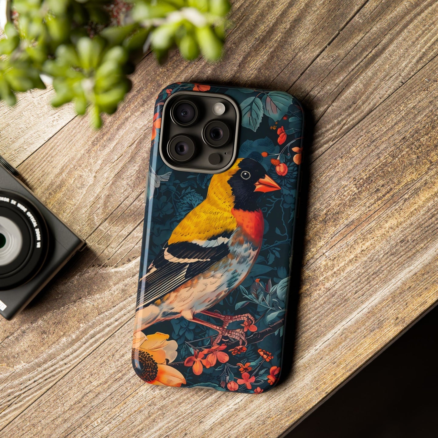 Colorful Bird Phone Case, Floral Phone Cover, Tough Phone Protector, Nature Lover Gift, Botanical Case, Unique Mobile Accessory