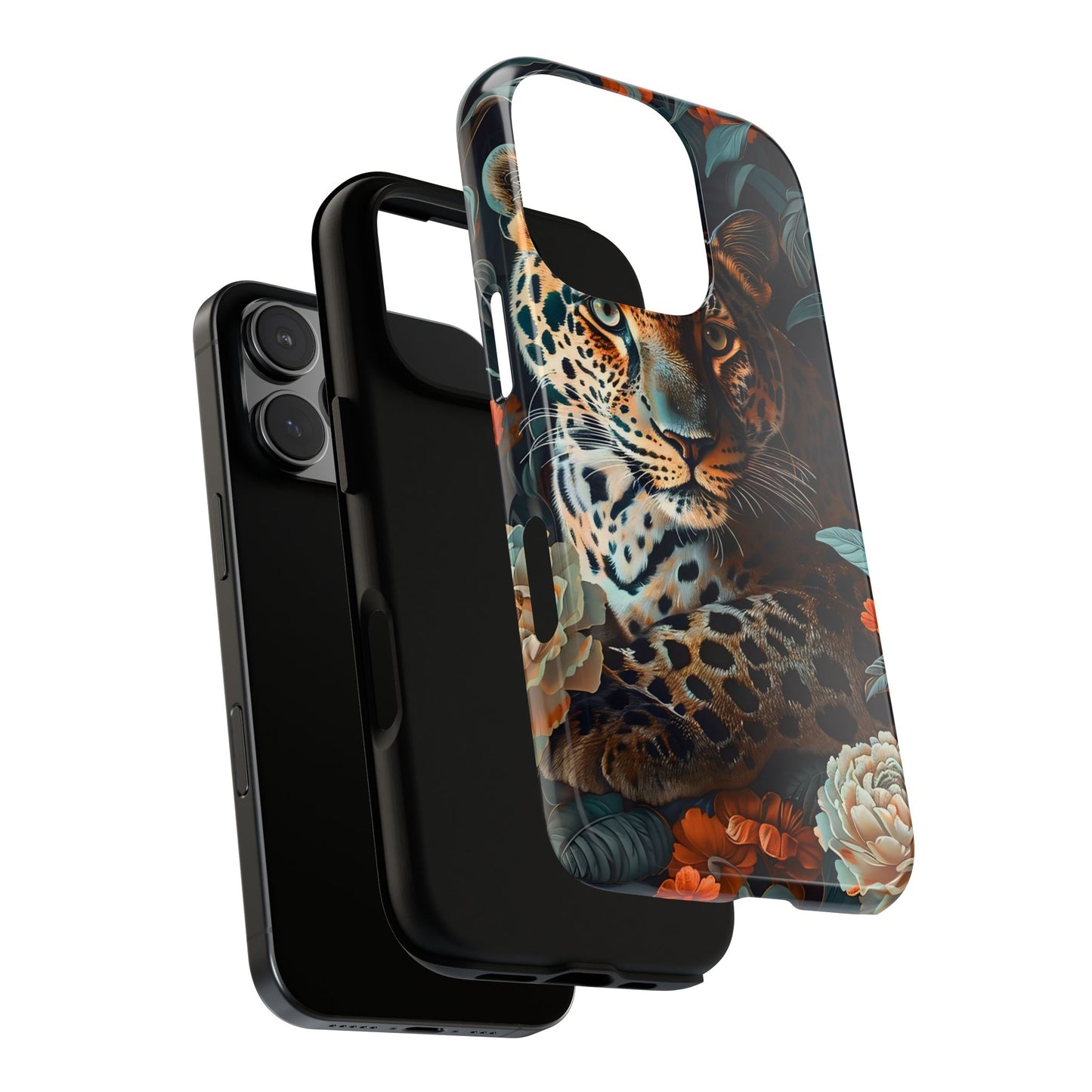 Wildlife Phone Case with Leopard Design | Tough Cases, Animal Prints, Floral Phone Cover, Gift for Nature Lovers, Unique Phone Accessories