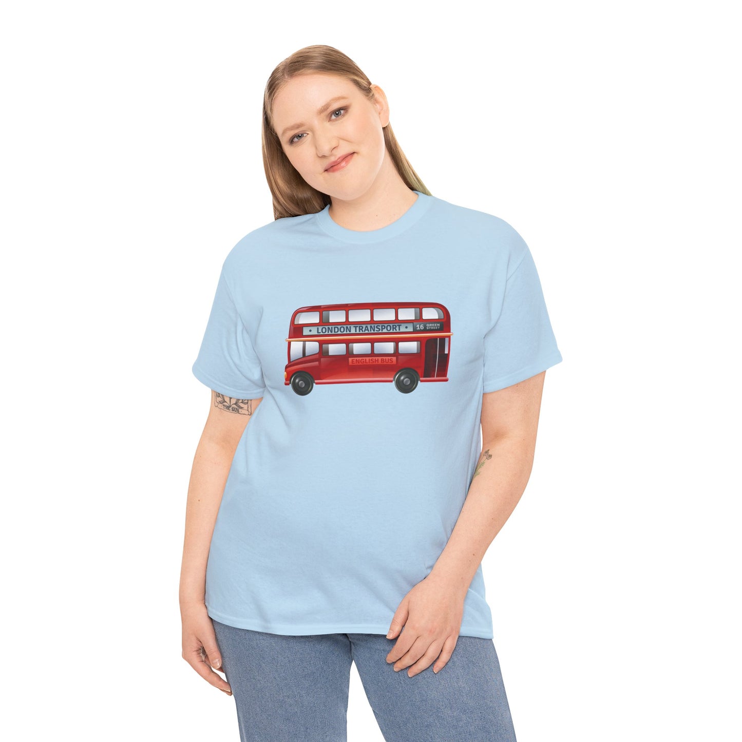 Unisex Heavy Cotton Tee - London Iconic Transport English Bus