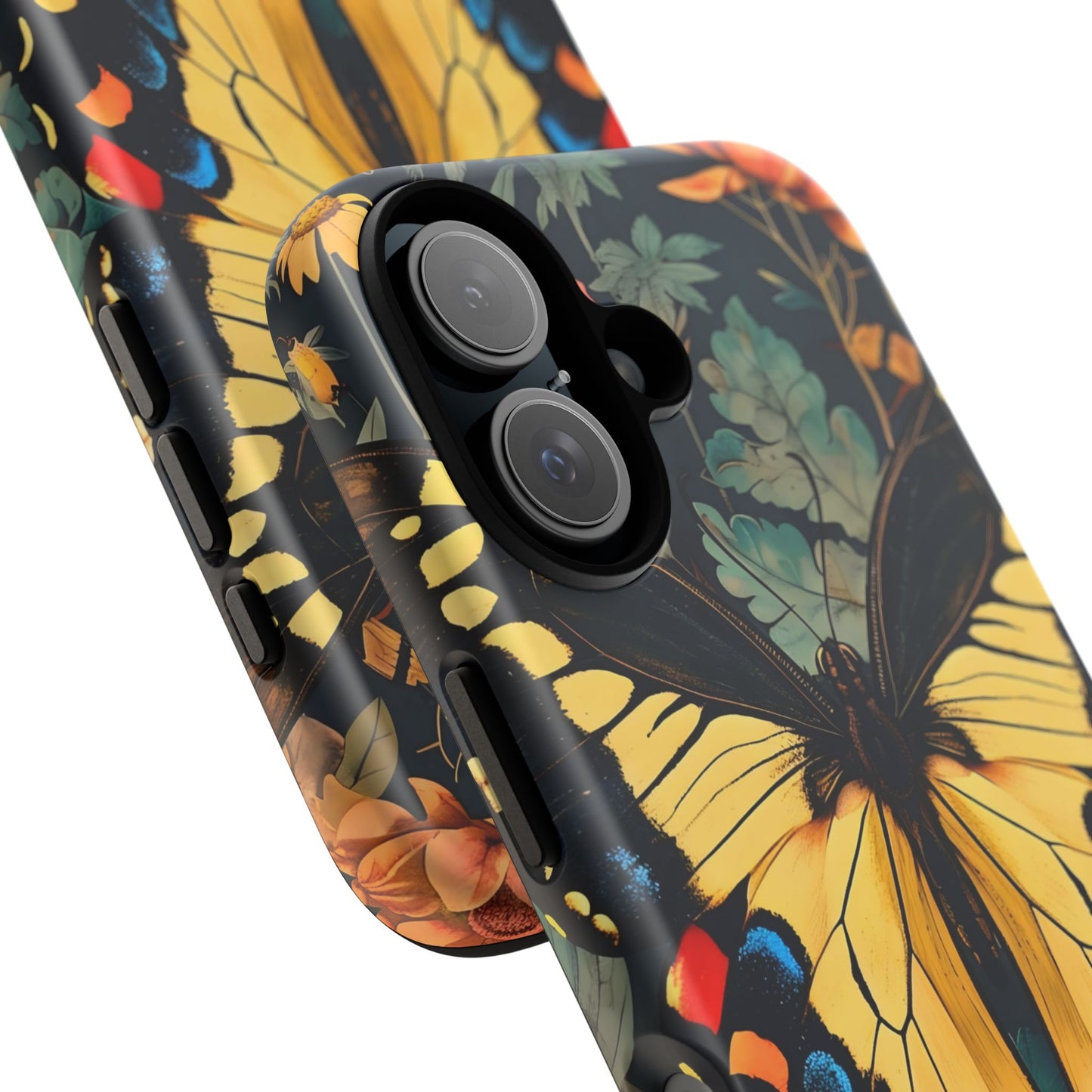 Butterfly Floral Phone Case, Art-inspire Tough Case, Gift for Nature Lovers, Butterfly Pattern Cover, Eco-Friendly Mobile Accessory