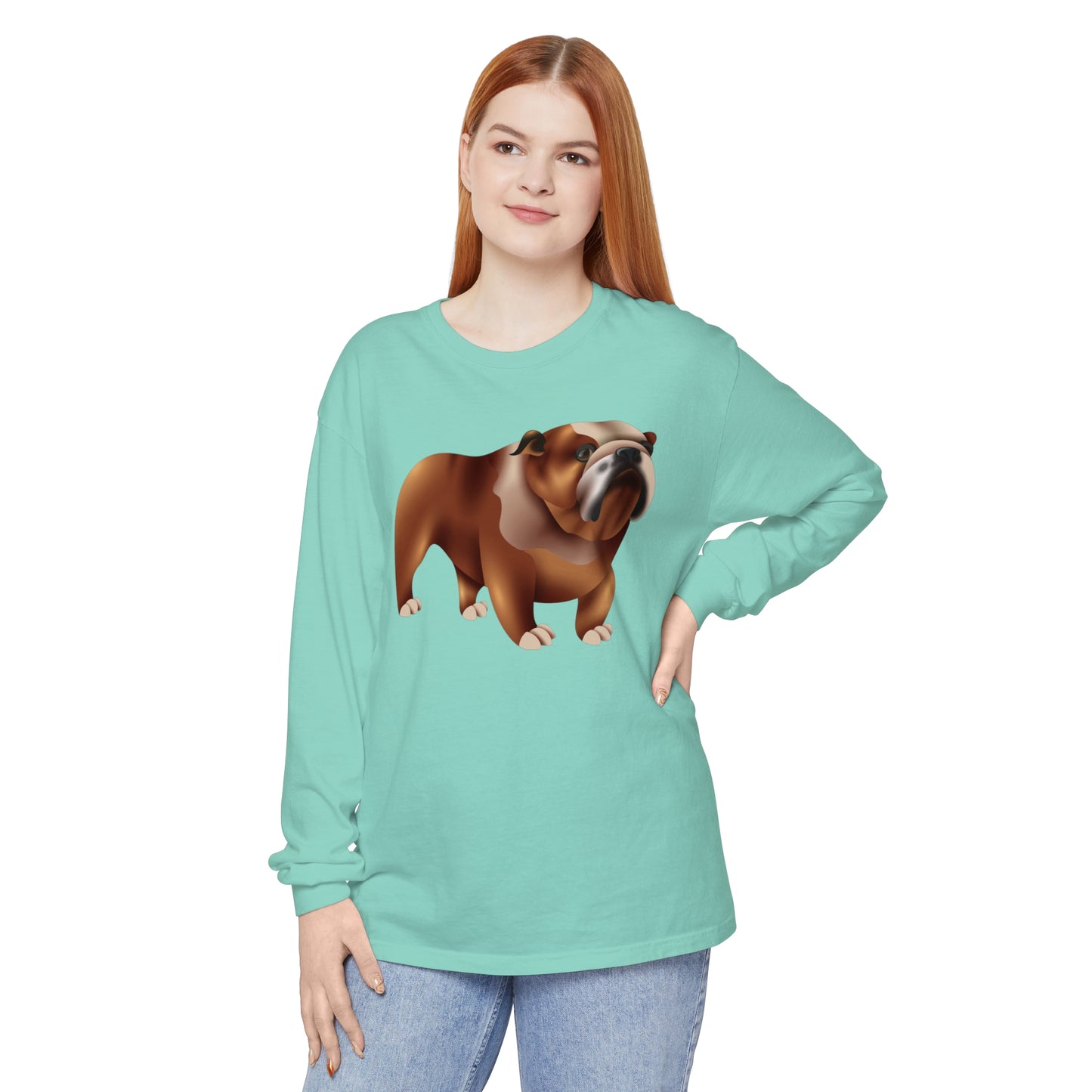 Unisex Garment-dyed Long Sleeve T-Shirt - Adorable British Dog