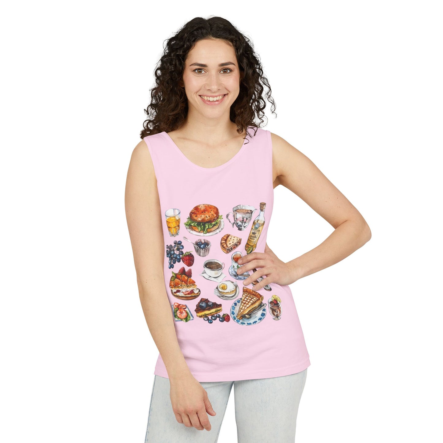 Unisex Garment-Dyed Tank Top - England Travel Icons Artistic Print