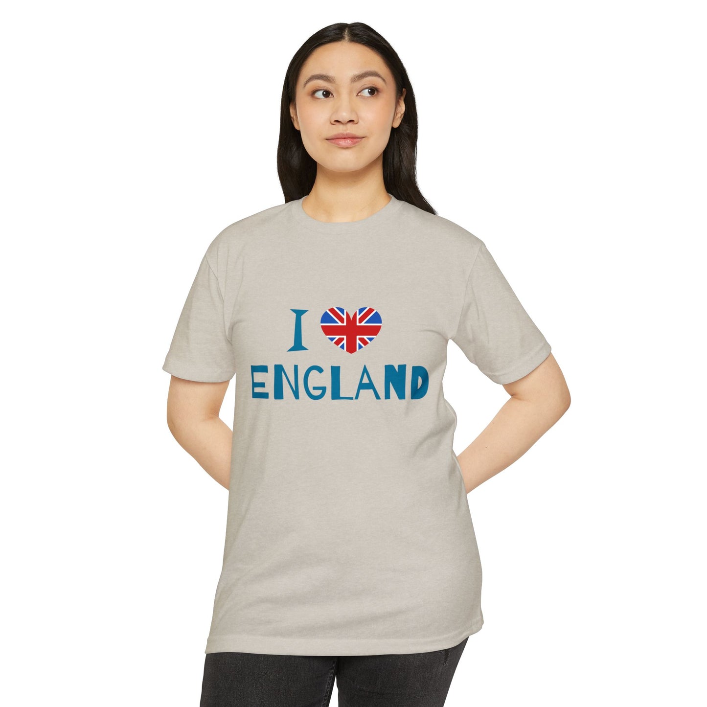 Unisex CVC Jersey T-shirt - I Love England - Union Jack Heart Design
