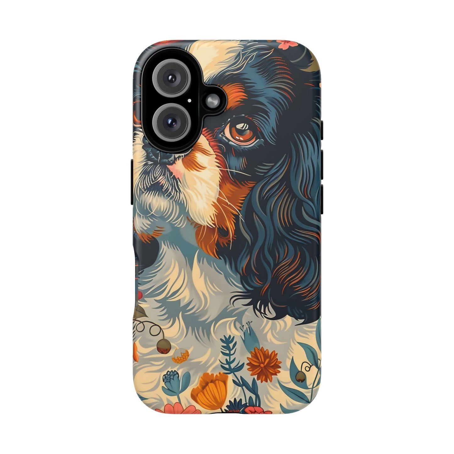 Cavalier King Charles Spaniel Phone Case, Floral Dog Lover Gift, Tough Phone Cover, Pet Owner Accessory, Unique Dog Design