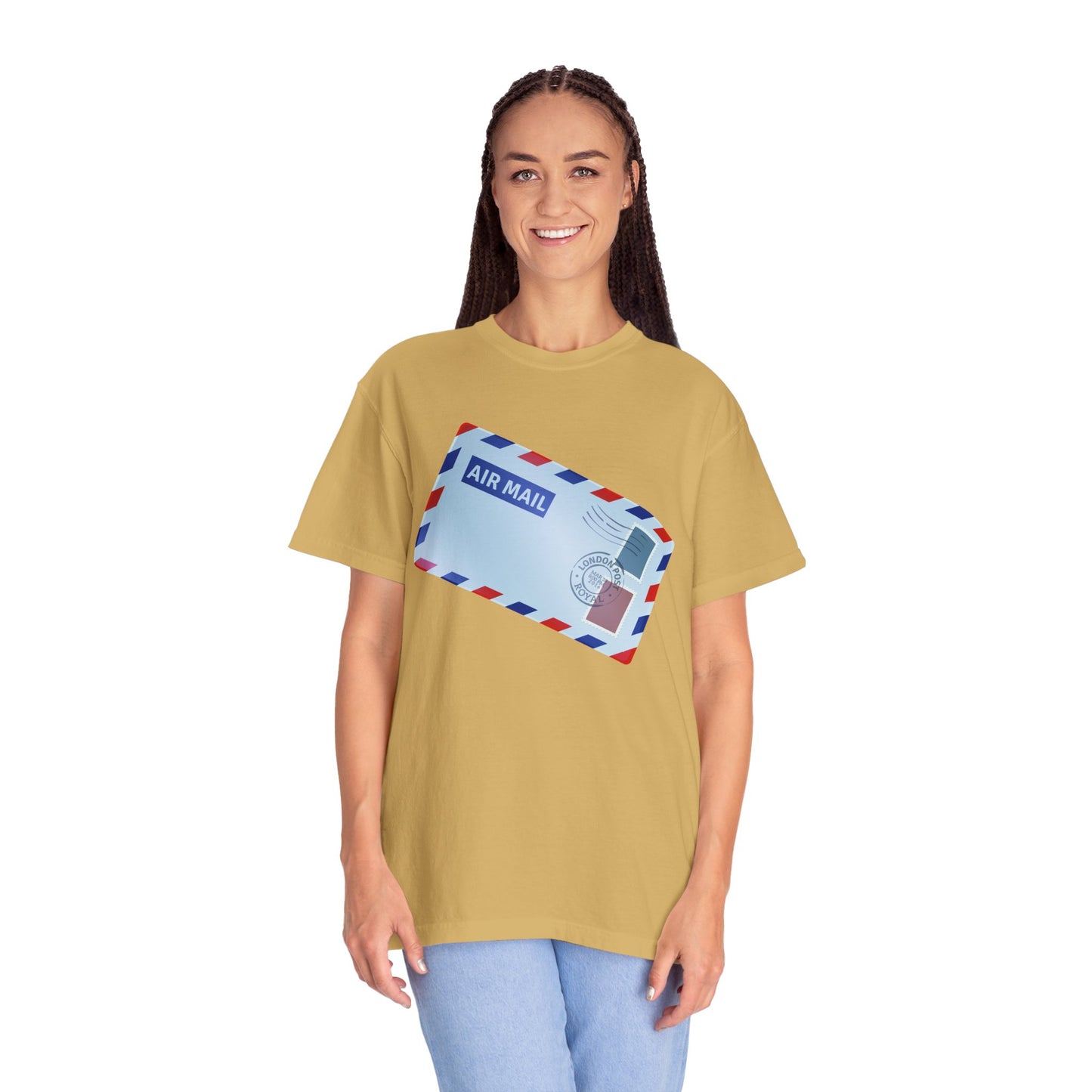 Unisex Garment-Dyed T-shirt - Vintage British Air Mail - Classic Postal Design