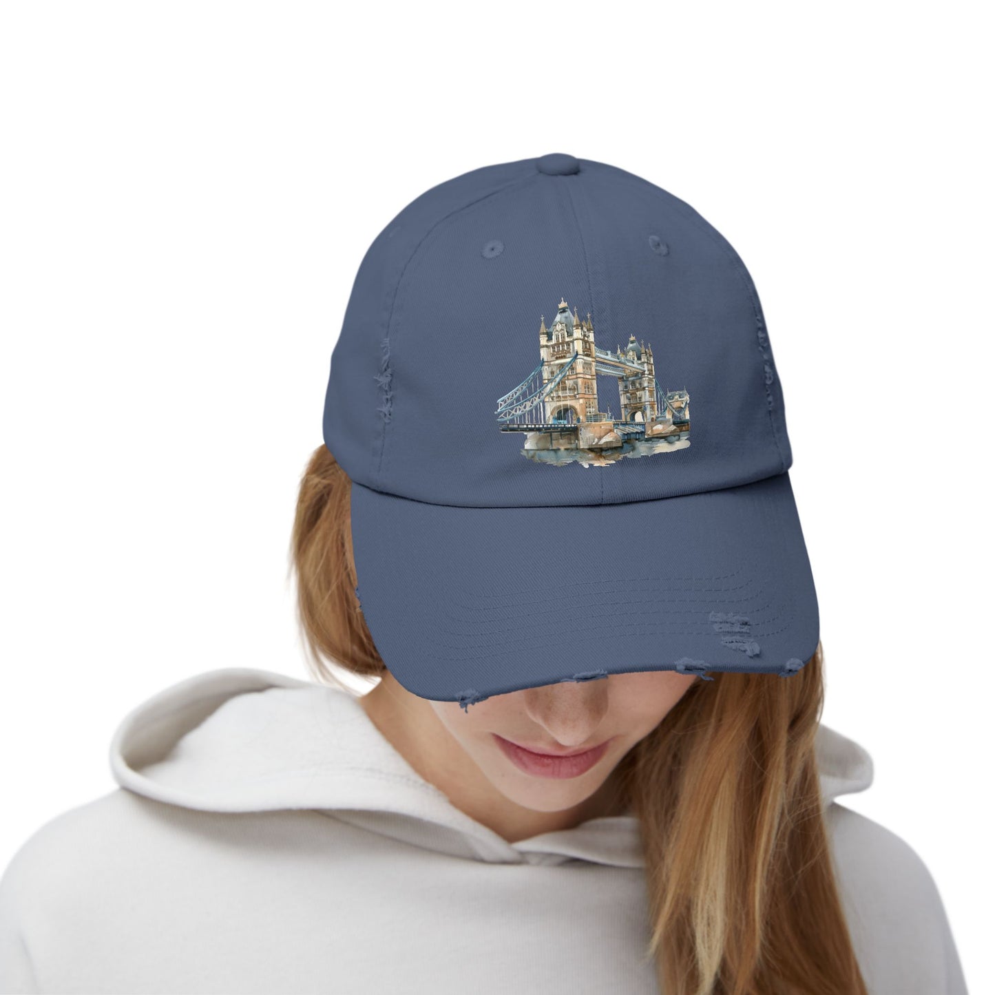 Vintage London Bridge Cap, Trucker Hat, Distressed Baseball Cap, Casual Wear, Gift for Travelers, Unisex Cap