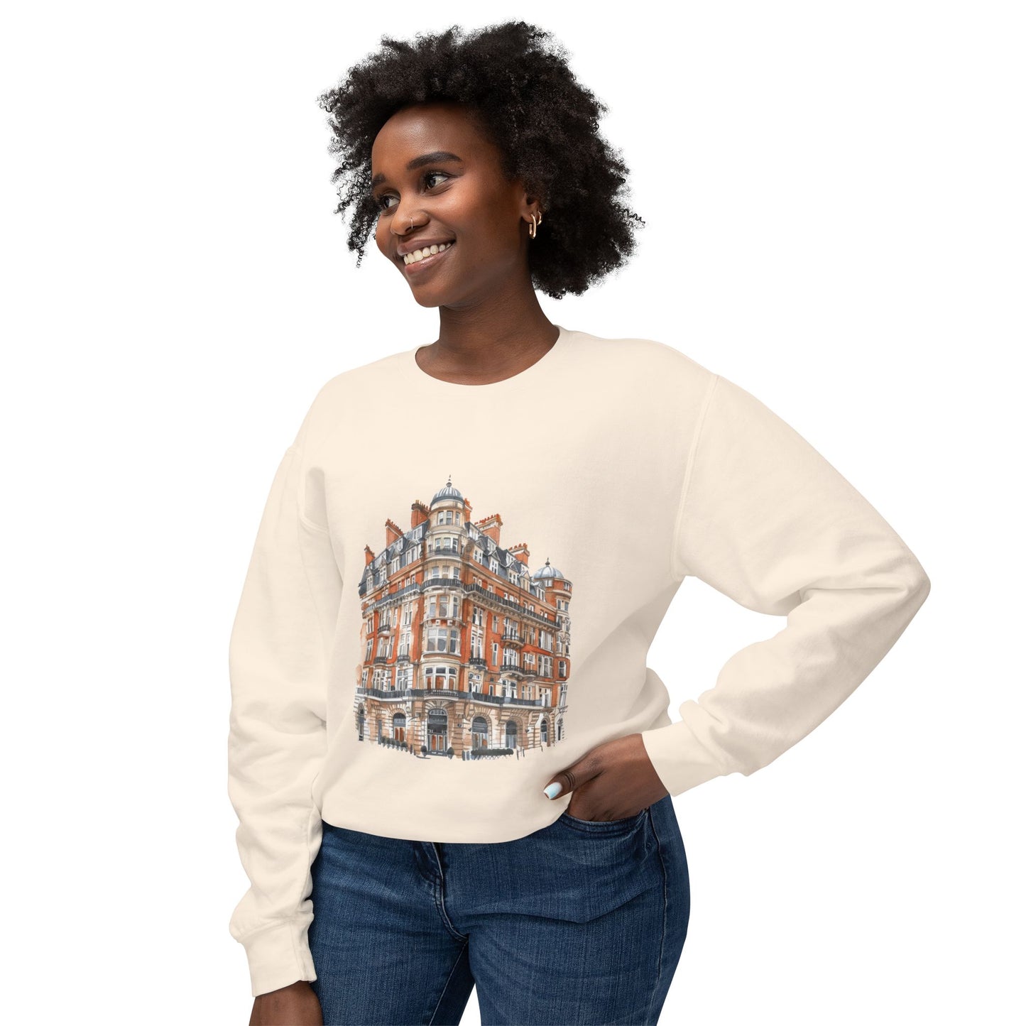 Unisex Lightweight Crewneck Sweatshirt - Classic British Architecture - Elegant Historic Building