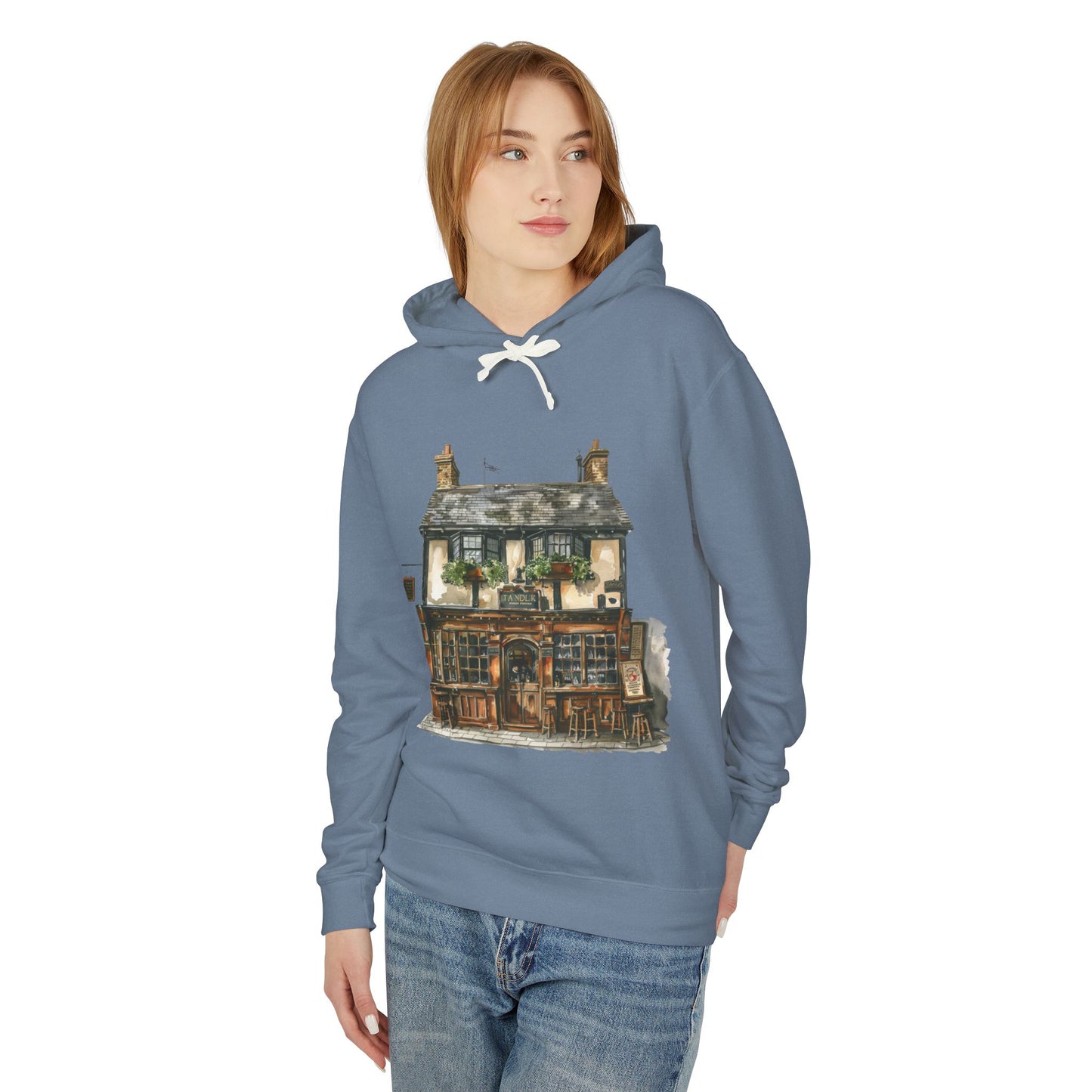 Unisex Lightweight Hooded Sweatshirt - From Thatched Roofs to Stone Walls - British Village Houses