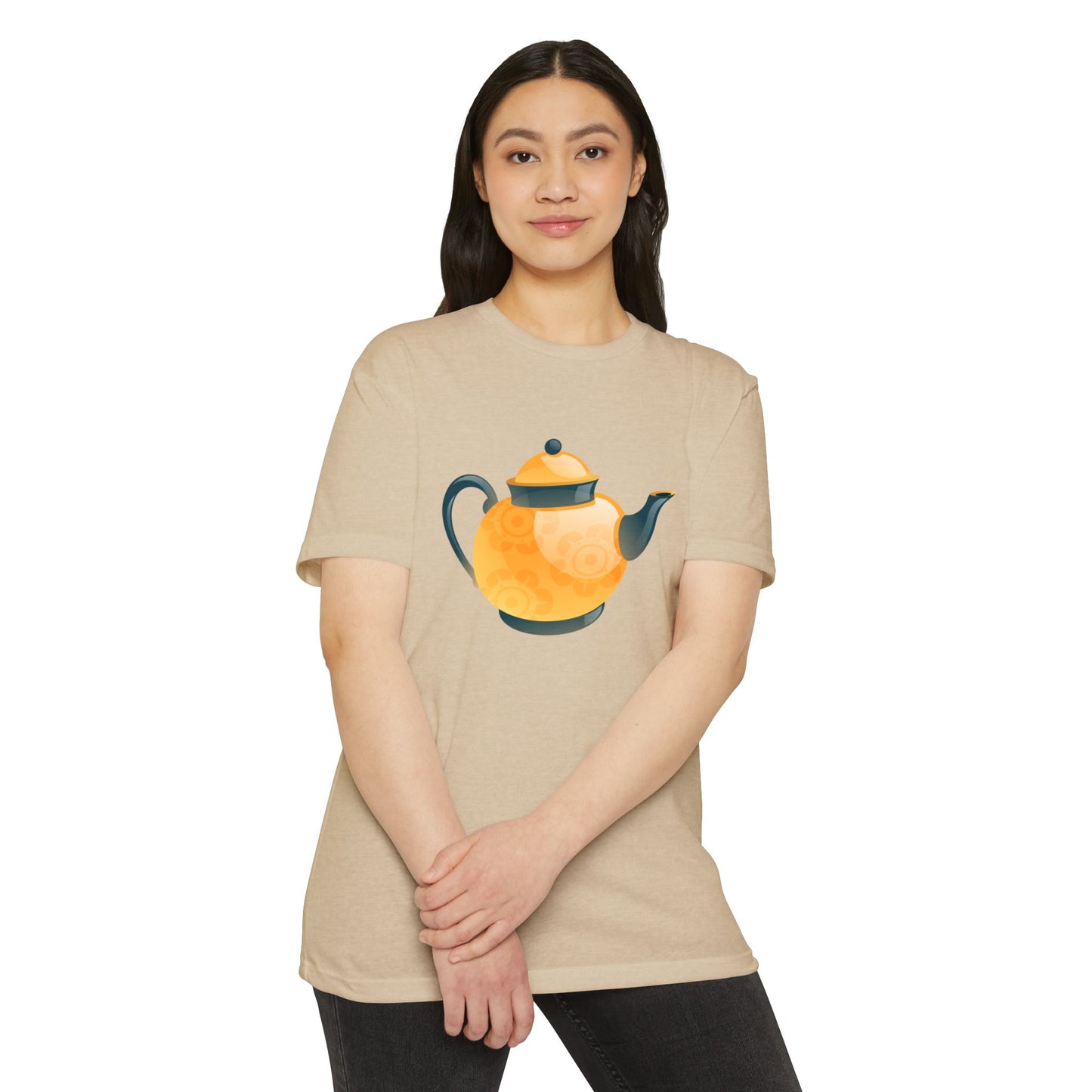 Unisex CVC Jersey T-shirt - Classic British Tea Kettle - Timeless Elegance in Tea Time