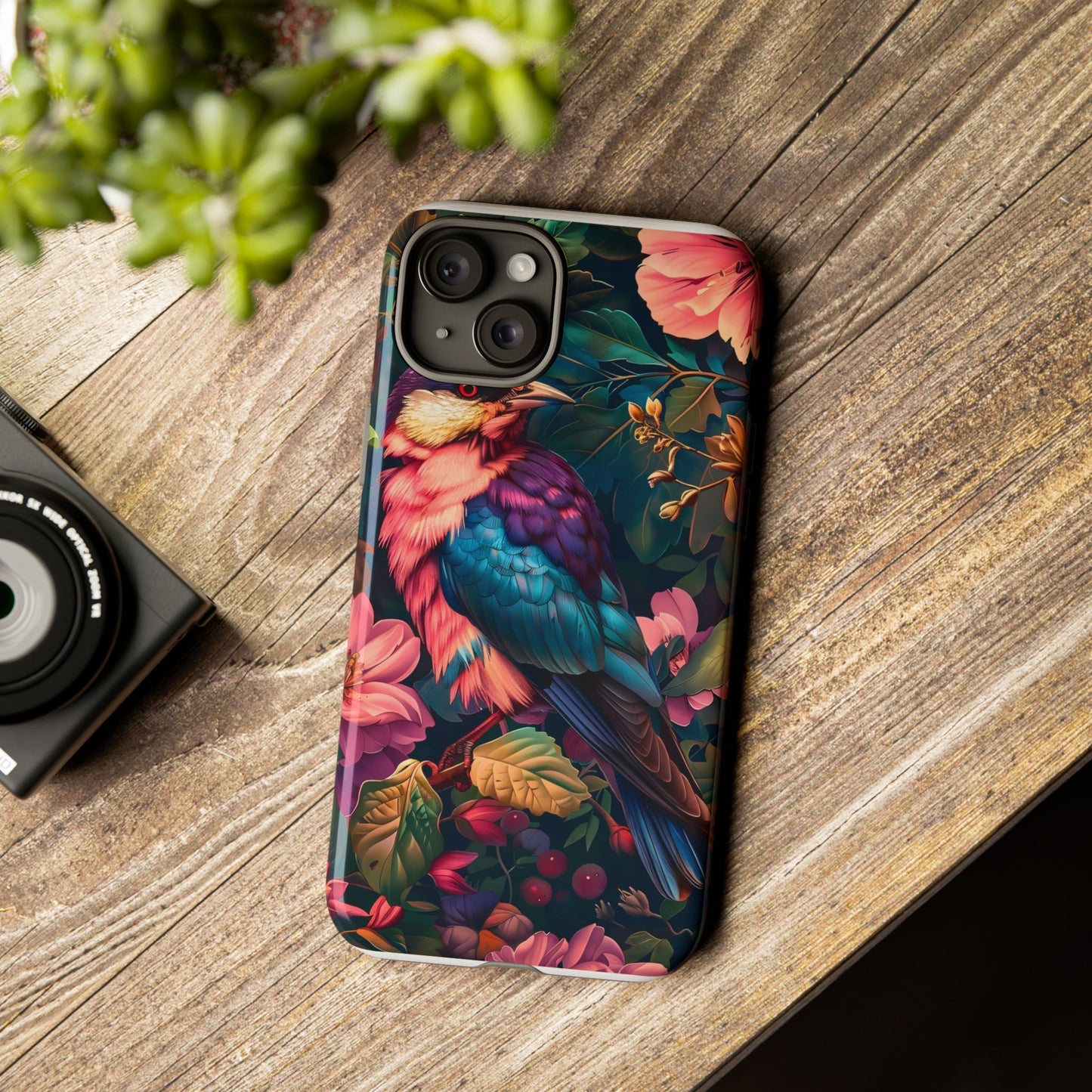Tough Cases: Vibrant Tropical Bird Phone Case, Floral Smartphone Cover, Nature Lover Gift, Boho Phone Accessory, Cute Bird Case