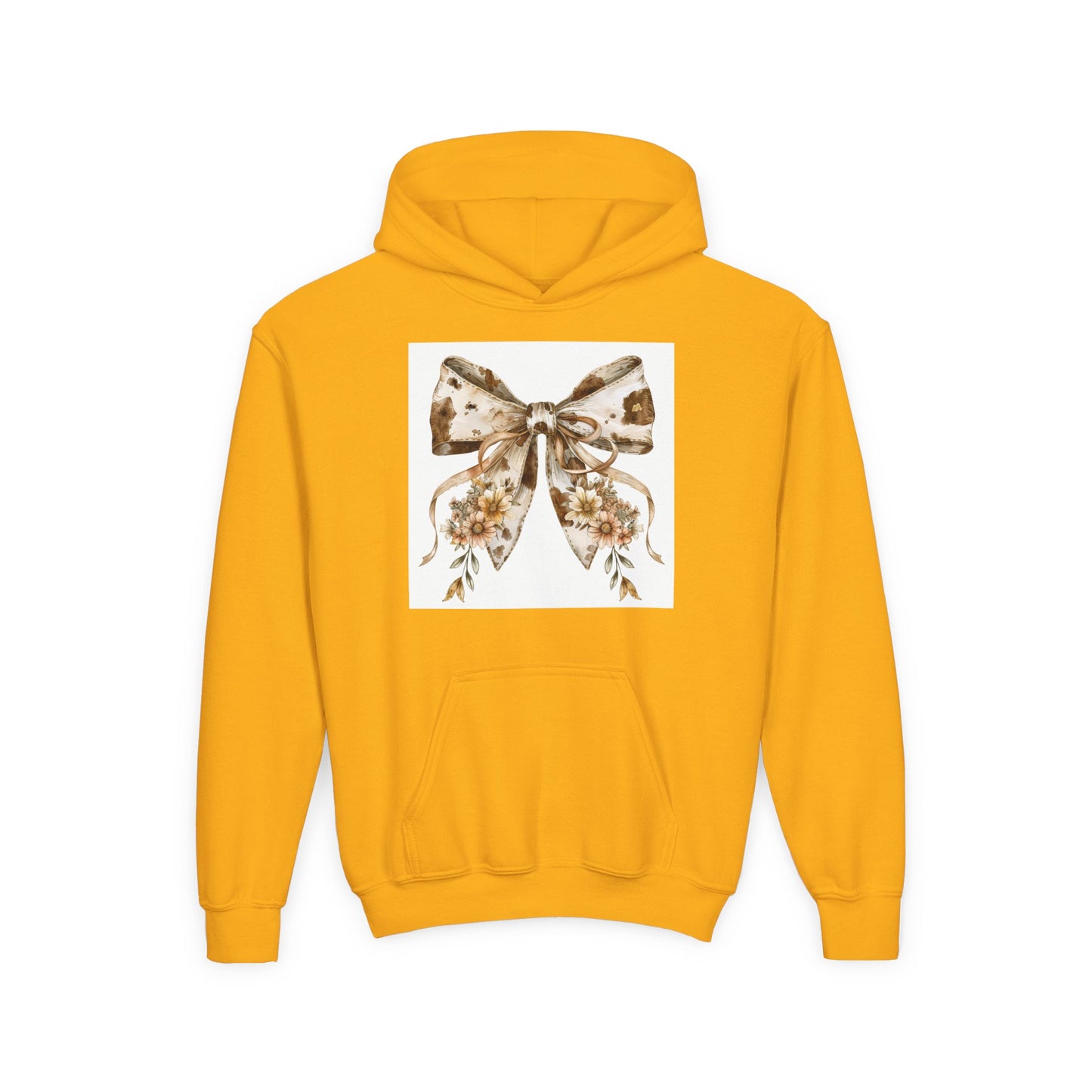 Floral Bow Youth Hoodie - Cute Floral Design for Kids