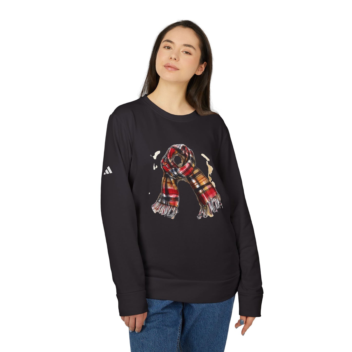 Adidas Unisex Fleece Crewneck Sweatshirt - Cozy Scarf Design