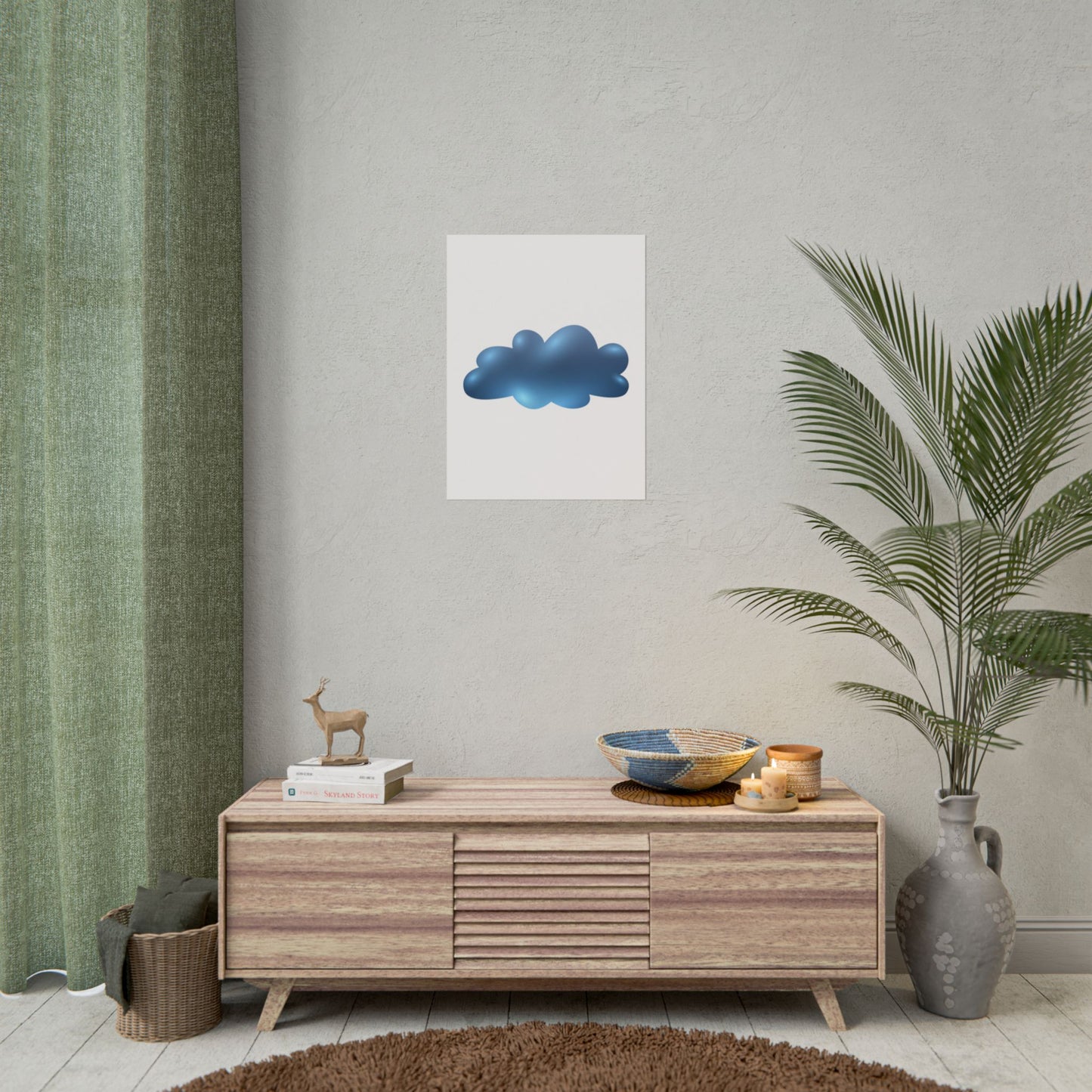 Blue Cloud Art Print, Minimalist Wall Decor, Kids Room Wall Art, Nursery Poster, Aesthetic Home Decor, Modern Art Print