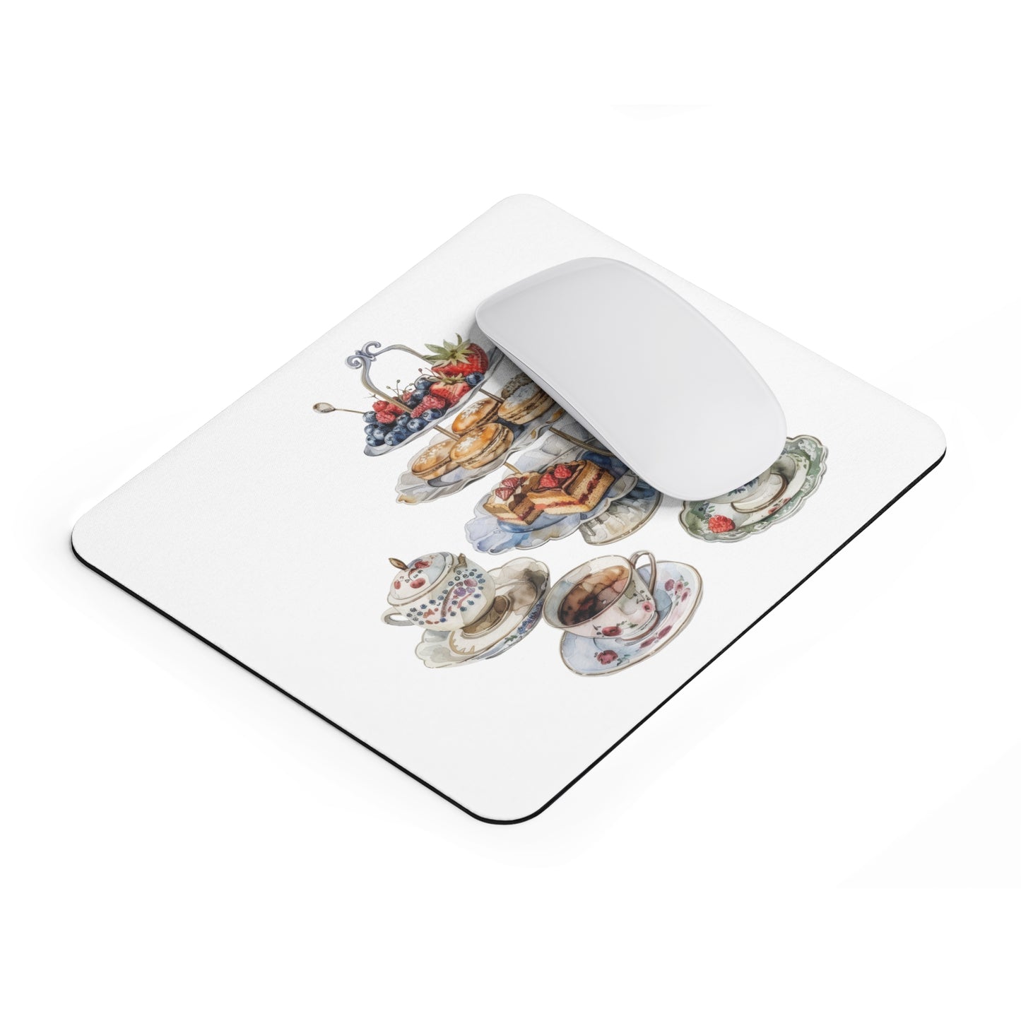 Elegant Tea Party Mouse Pad, Floral Design, Office Decor, Unique Gift for Tea Lovers, Home Office Accessories, Kitchen Table