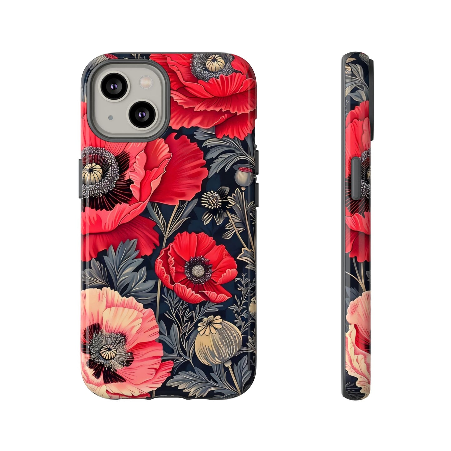 Floral Phone Case with Artistic Poppies, Tough Cases, Flower Design, Nature Lover Gift, Customizable Mobile Cover, Stylish Phone Accessories