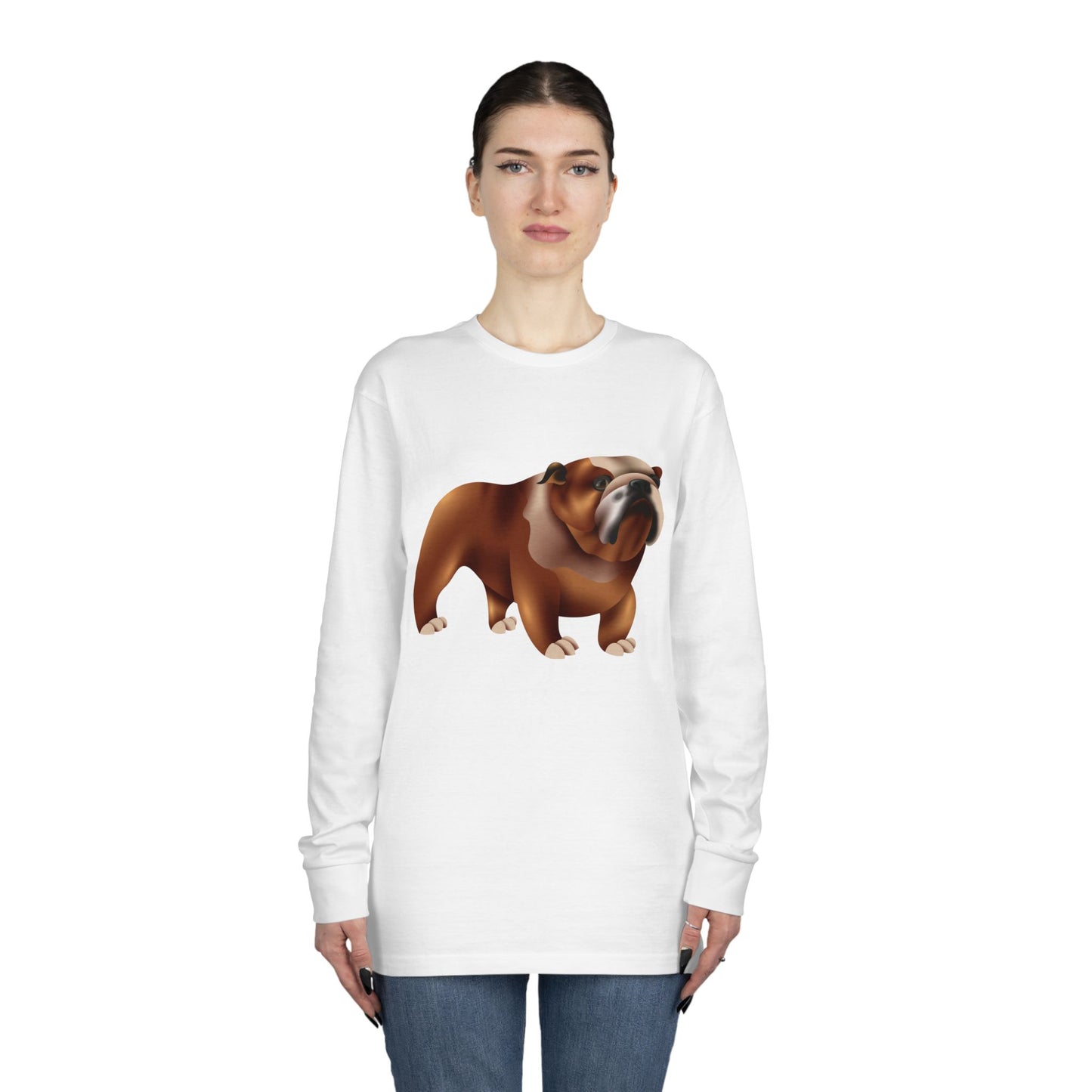 Long Sleeve Crewneck Tee - Adorable British Dog