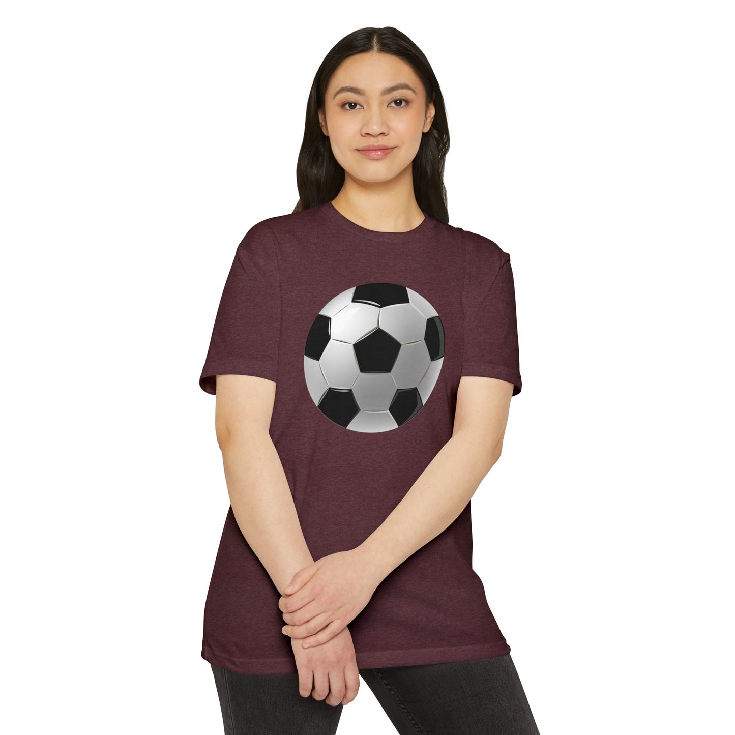Unisex CVC Jersey T-shirt - Dynamic Football Design - Sports Passion and Energy