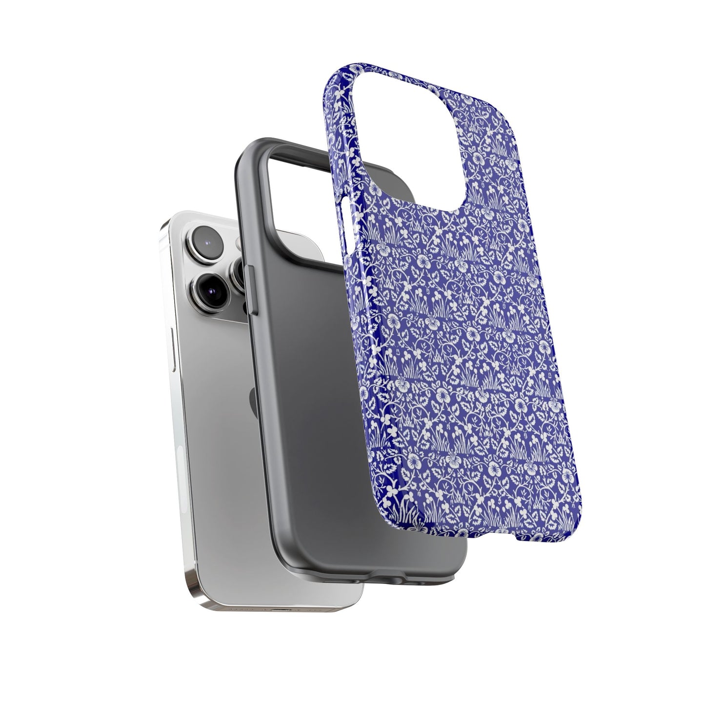 Elegant Floral Phone Case - Tough Cases, Blue Floral Design, Stylish Phone Accessory, Unique Gift, Modern Tech Protection