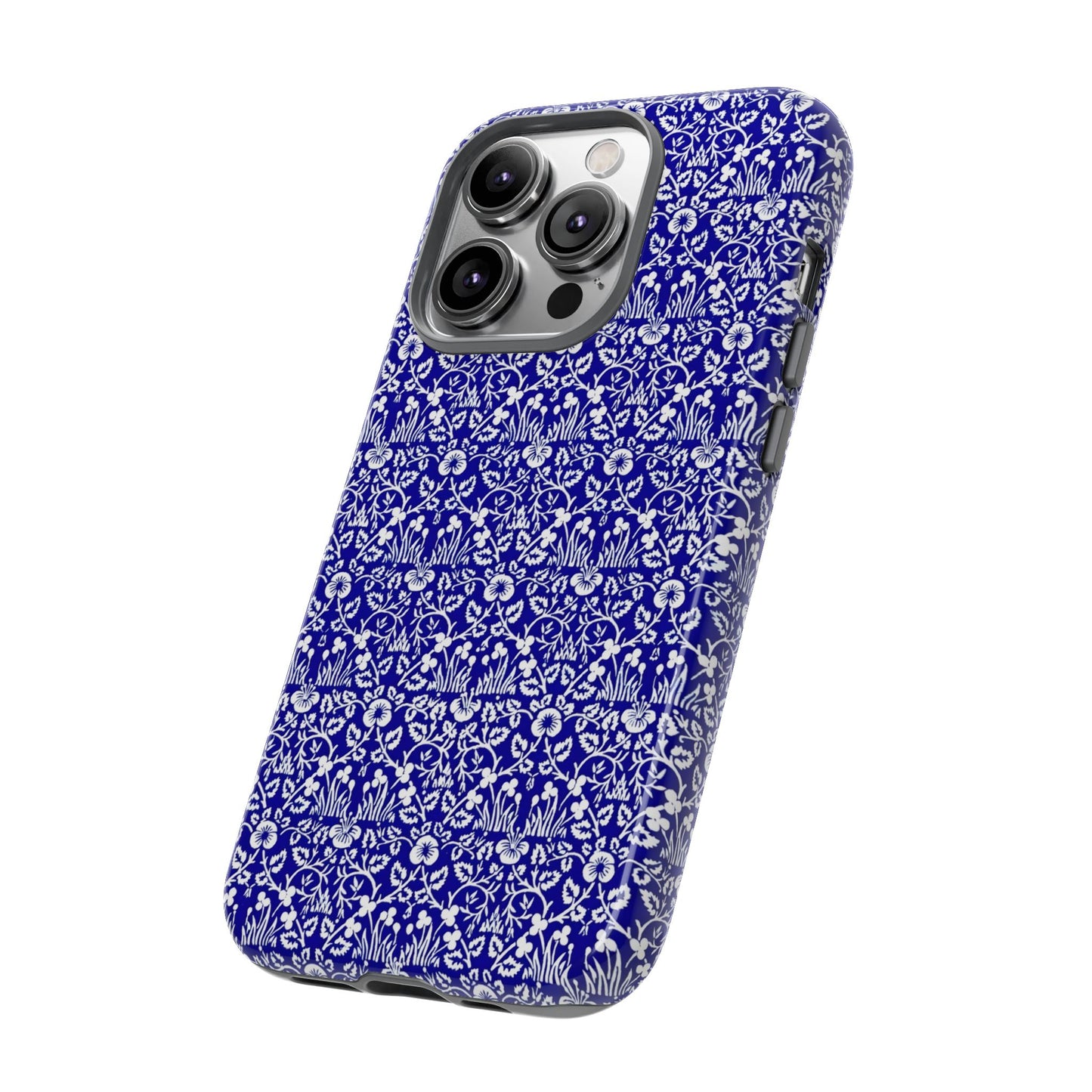 Elegant Floral Phone Case - Tough Cases, Blue Floral Design, Stylish Phone Accessory, Unique Gift, Modern Tech Protection