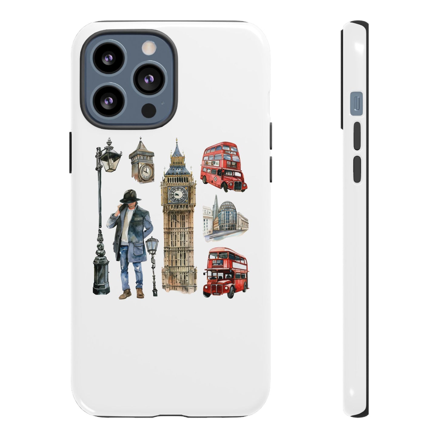 London Iconic Design Phone Case, Tough Cases, Gift for Travelers, London Souvenir, London Icons, Red Bus Phone Case