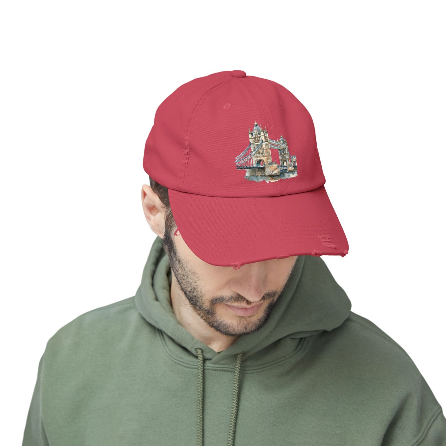 Vintage London Bridge Cap, Trucker Hat, Distressed Baseball Cap, Casual Wear, Gift for Travelers, Unisex Cap