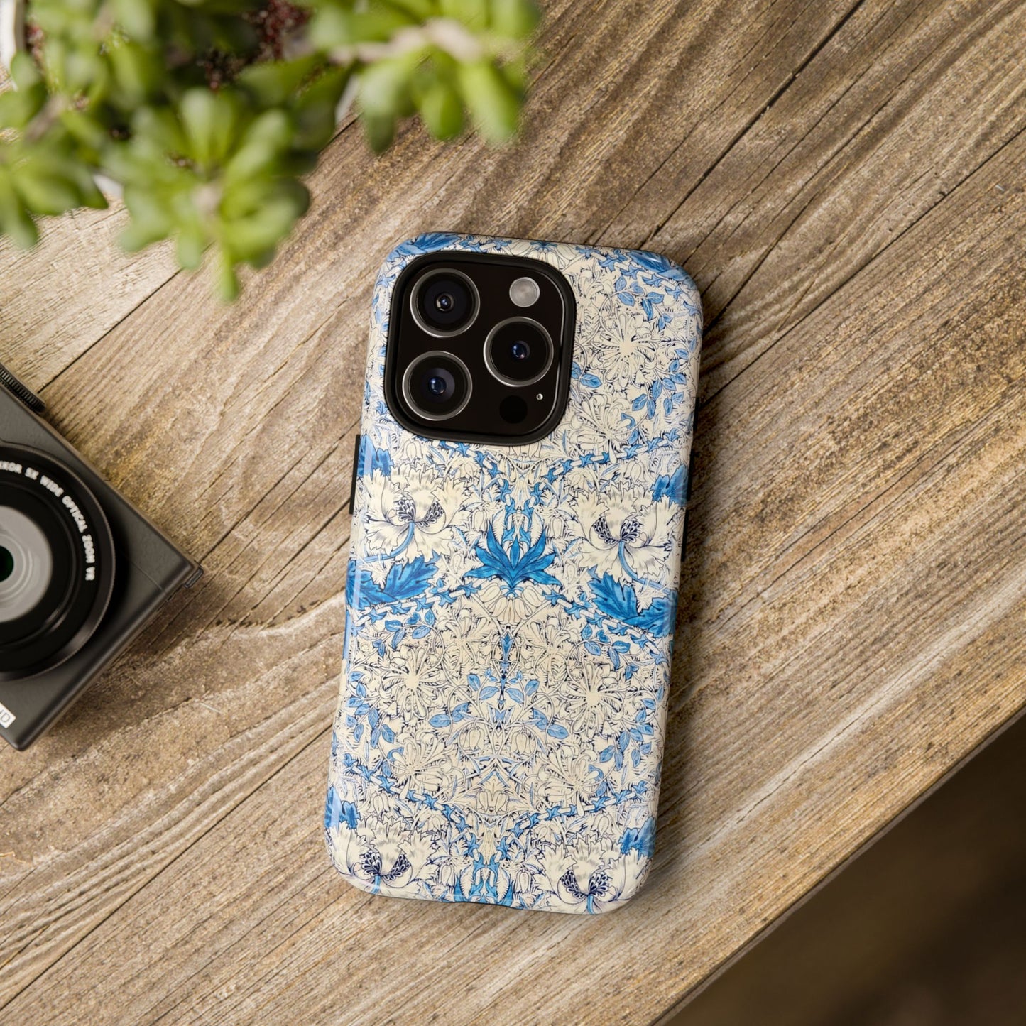 Elegant Floral Phone Case, Tough iPhone Cover, Stylish Mobile Protector, Blue Patterned Case, Unique Gift for Her