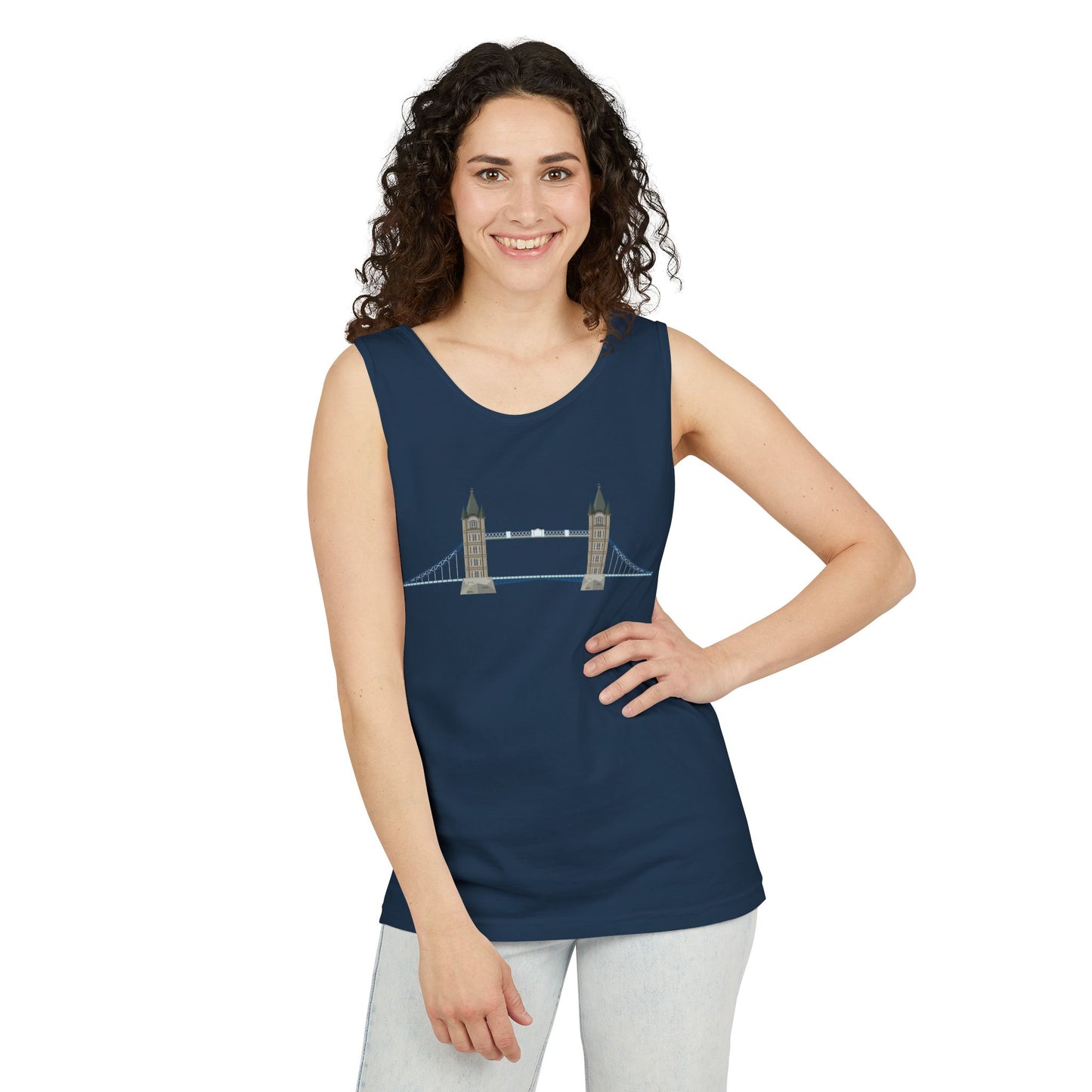 Unisex Garment-Dyed Tank Top - Tower Bridge - Iconic London Landmark