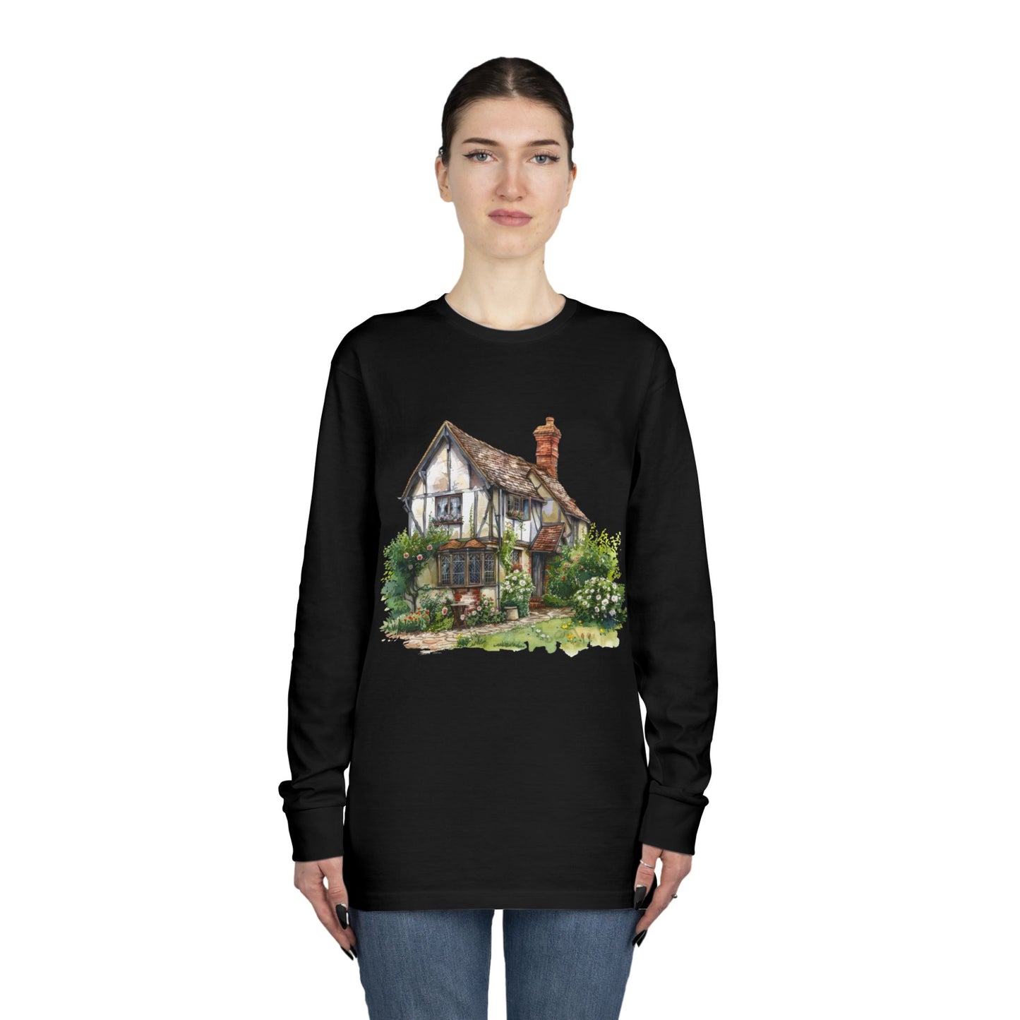 Long Sleeve Crewneck Tee - British Historic House - Classic Architectural Elegance