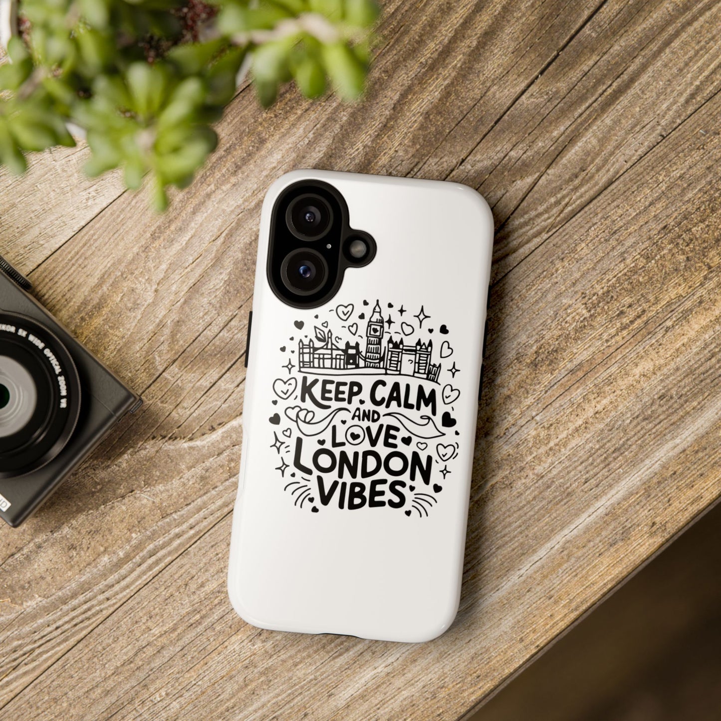 London Vibes Phone Case – Keep Calm Design, iPhone Accessories, Gift for Travelers, London Souvenir, Unique Cell Phone Cover