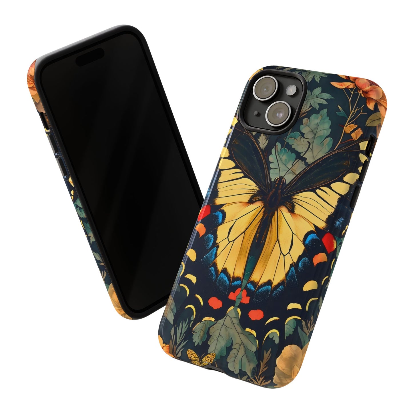 Butterfly Floral Phone Case, Art-inspire Tough Case, Gift for Nature Lovers, Butterfly Pattern Cover, Eco-Friendly Mobile Accessory