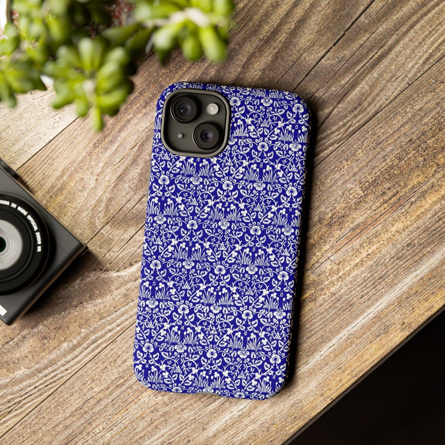 Elegant Floral Phone Case - Tough Cases, Blue Floral Design, Stylish Phone Accessory, Unique Gift, Modern Tech Protection
