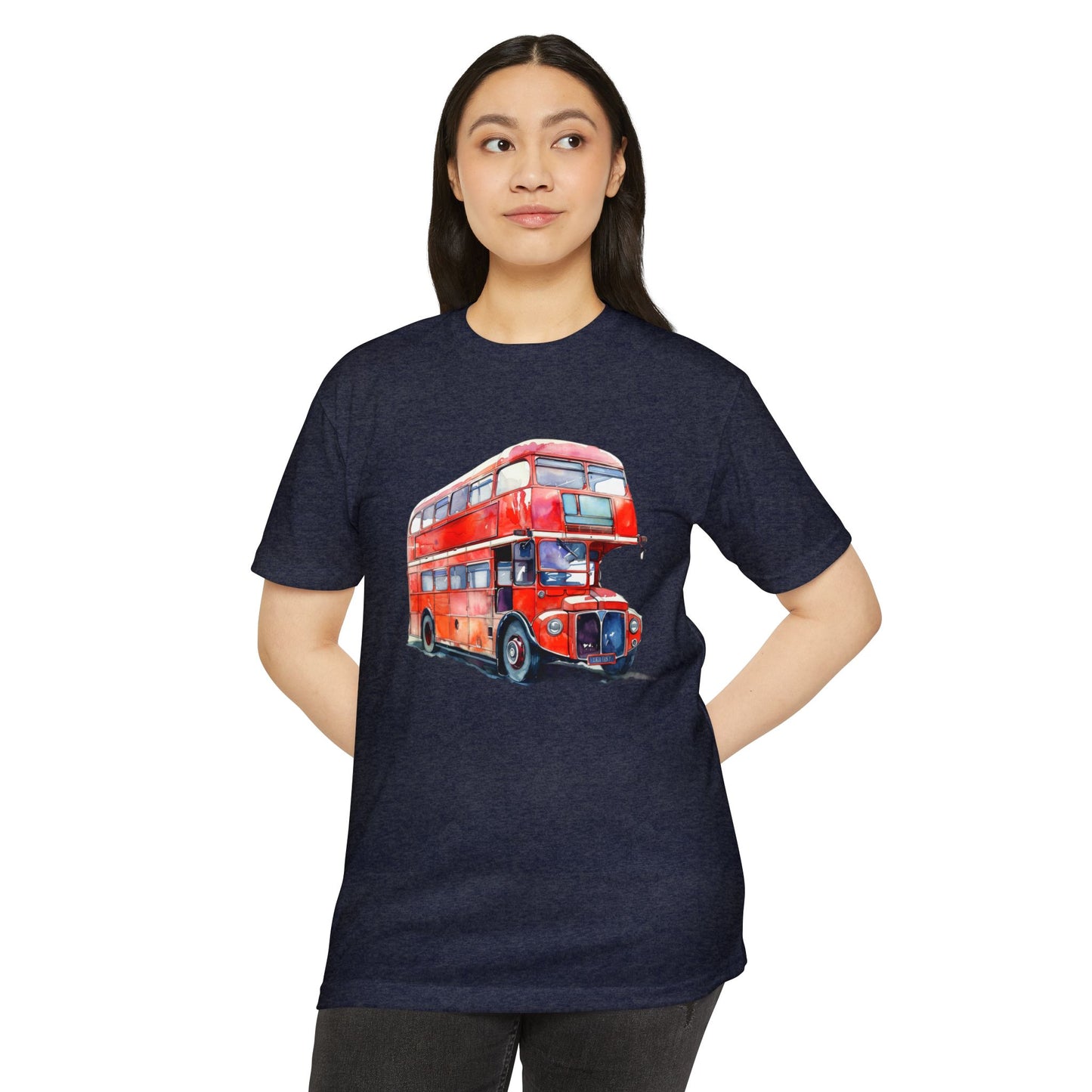 Unisex CVC Jersey T-shirt - Hop On, Hop Off - Exploring London by Bus