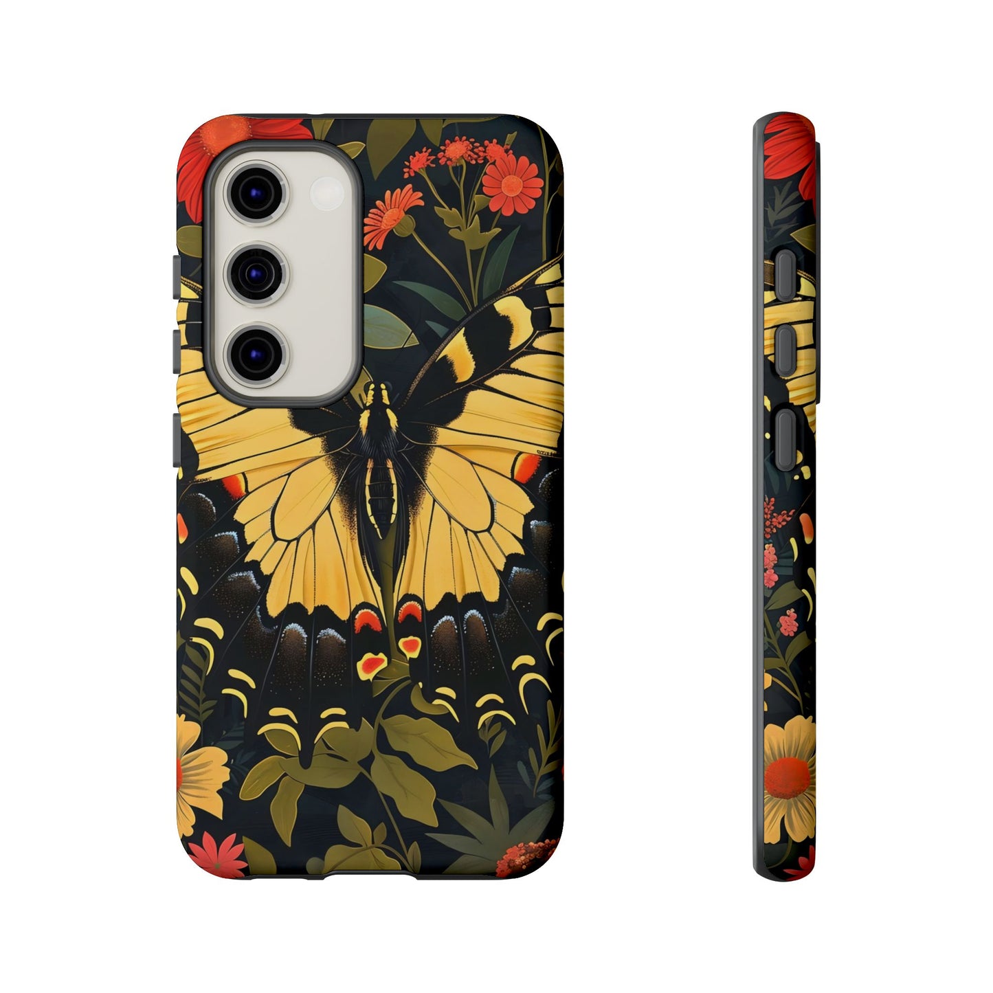 Butterfly Floral Phone Case, Tough Cases with Vibrant Design, Protective Cover for Nature Lovers, Gift for Her