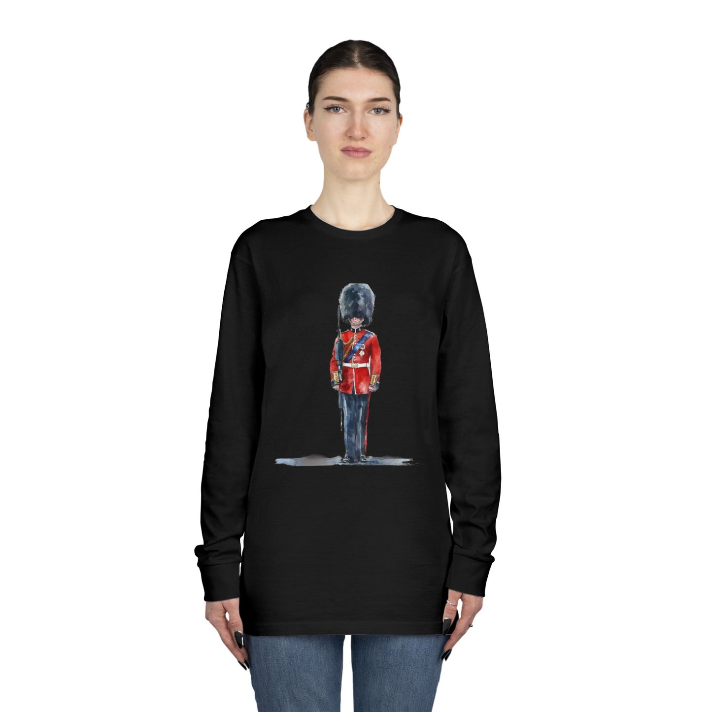 Long Sleeve Crewneck Tee - British Royal Guard - Iconic Symbol of Tradition and Honor