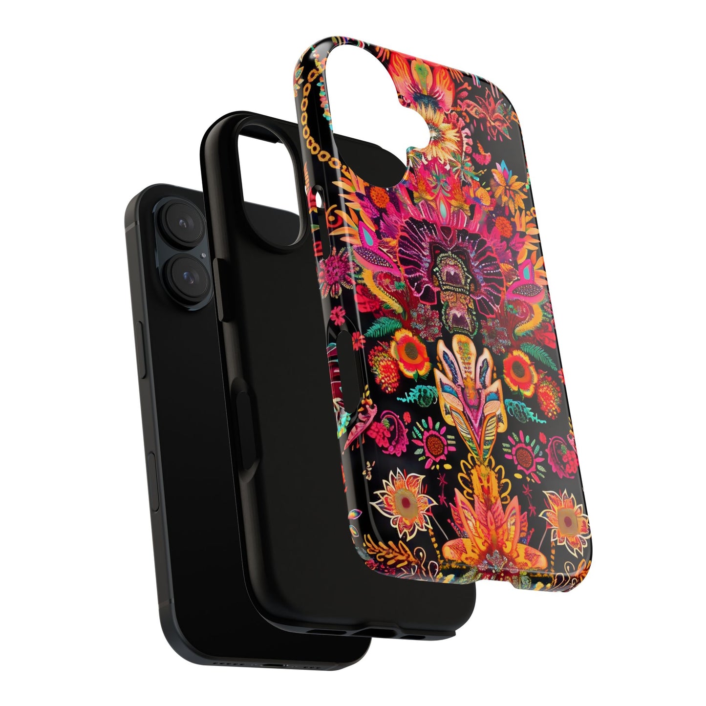 Colorful Floral Phone Case, Tough Cases, Unique Phone Cover, Boho Style Accessory, Gift for Her, Trendy Smartphone Protection