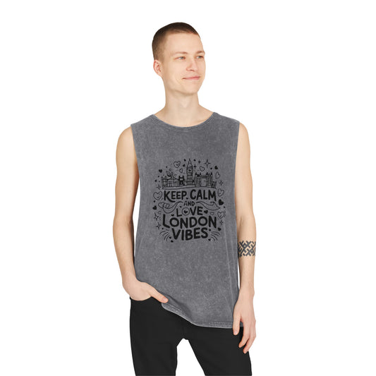 Unisex Stonewash Tank Top - Keep Calm and love London Vibes