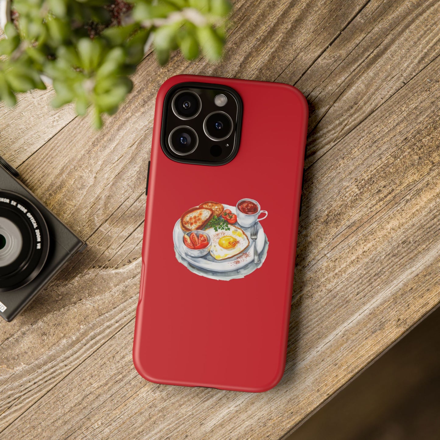 Breakfast-Inspired Phone Case, Tough Phone Covers, Foodie Gifts, Unique Accessories, Cute Kitchen Decor, Red Phone Case