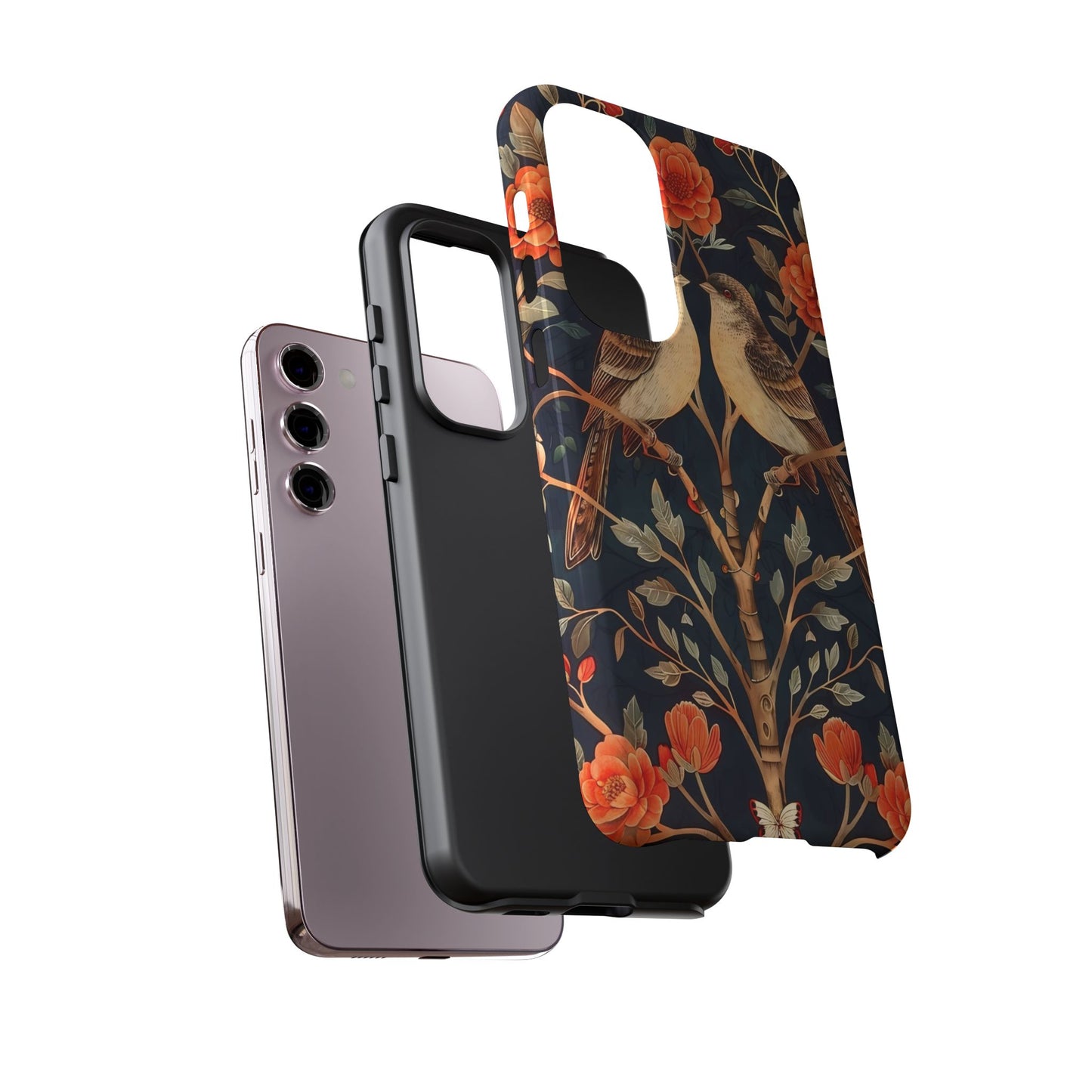 Floral Phone Case – Tough Cases with Bird Design, Unique Gift for Nature Lovers, Stylish Tech Accessory, Phone Cover, Artistic Case