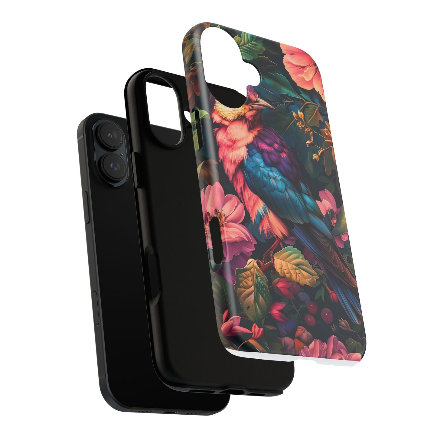 Tough Cases: Vibrant Tropical Bird Phone Case, Floral Smartphone Cover, Nature Lover Gift, Boho Phone Accessory, Cute Bird Case
