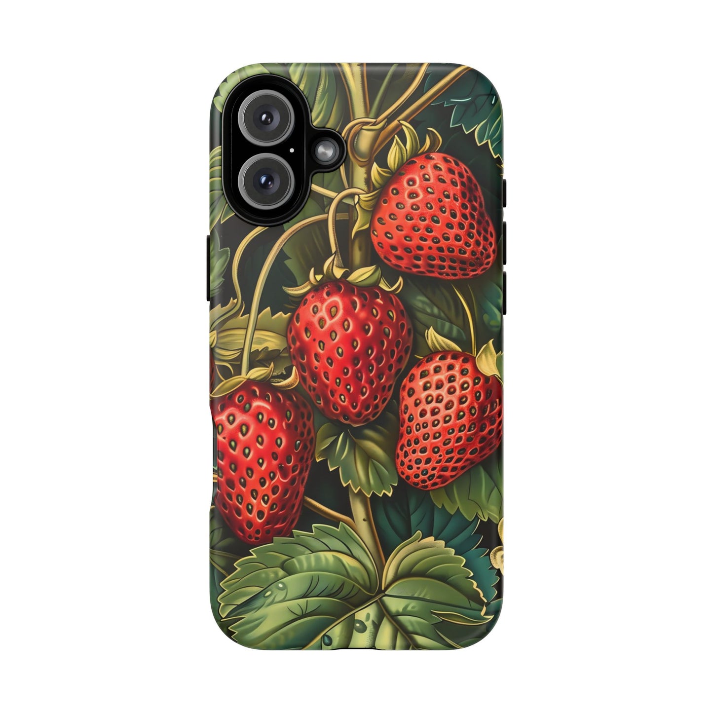 Strawberry Phone Case, Tough Berry Case, Floral Phone Cover, Cute Smartphone Shell, Nature-Inspired Gift
