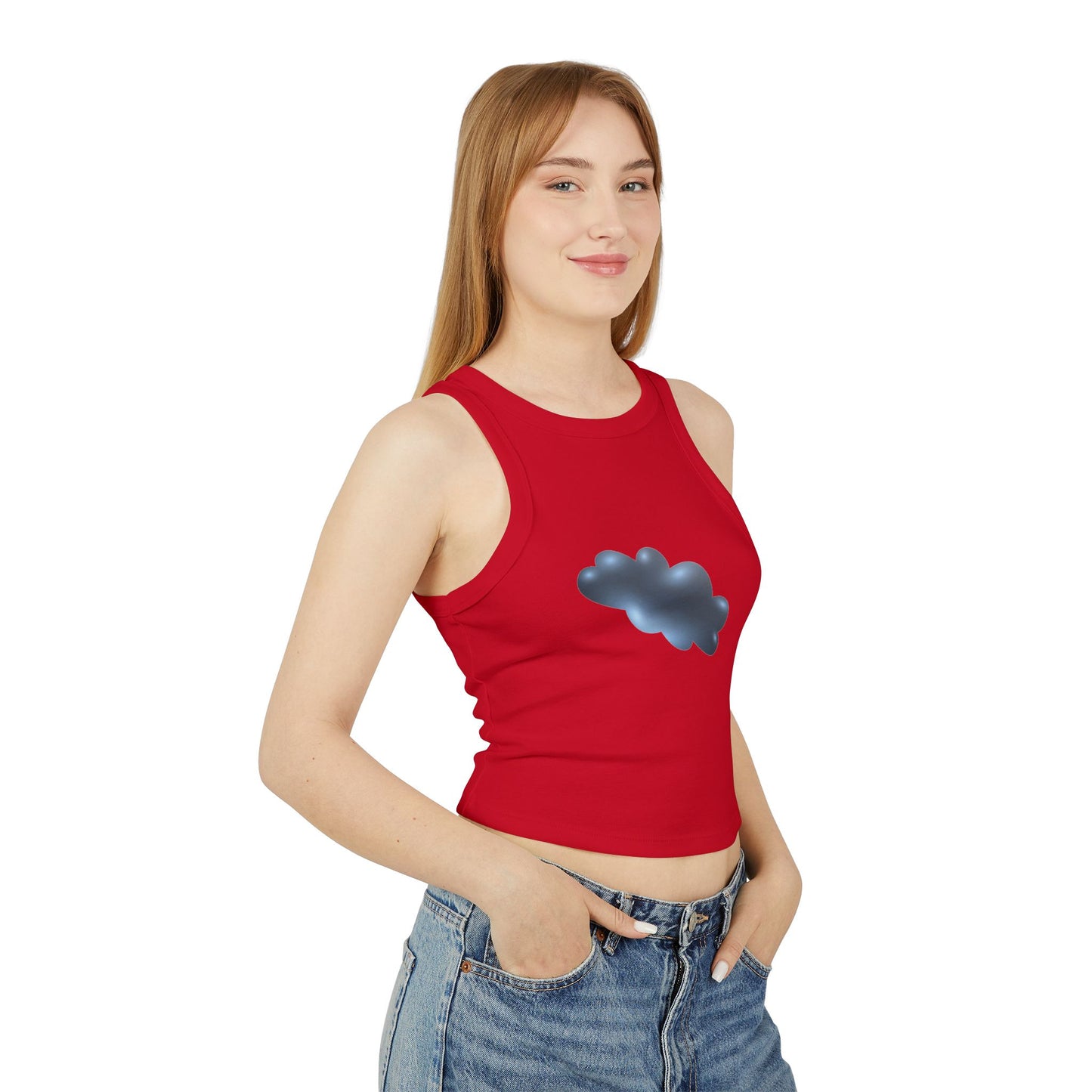 Women's Micro Rib Racer Tank Top - Serene Cloudscape - Dreamy Cloud Design