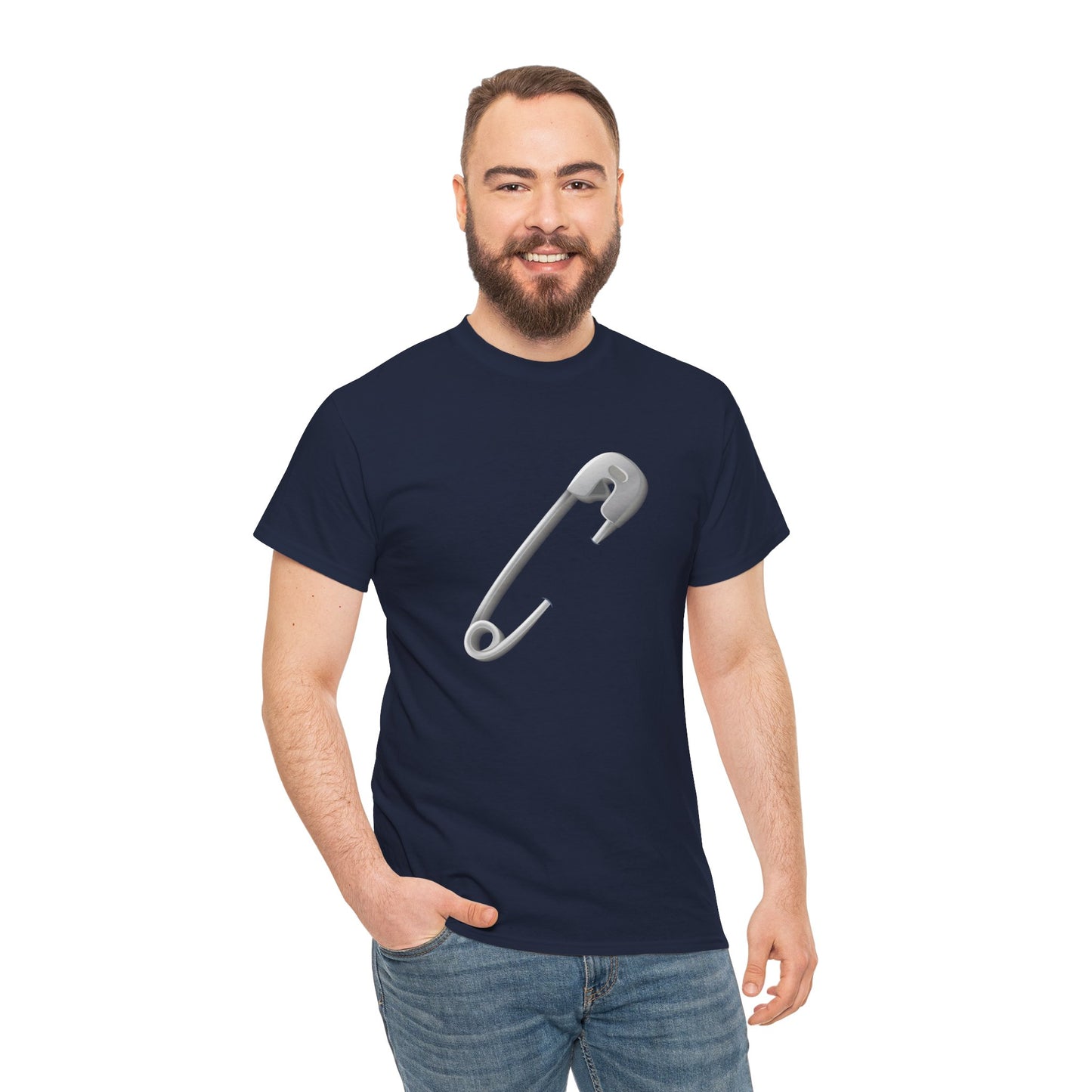 Unisex Heavy Cotton T-Shirt - Minimalist Safety Pin