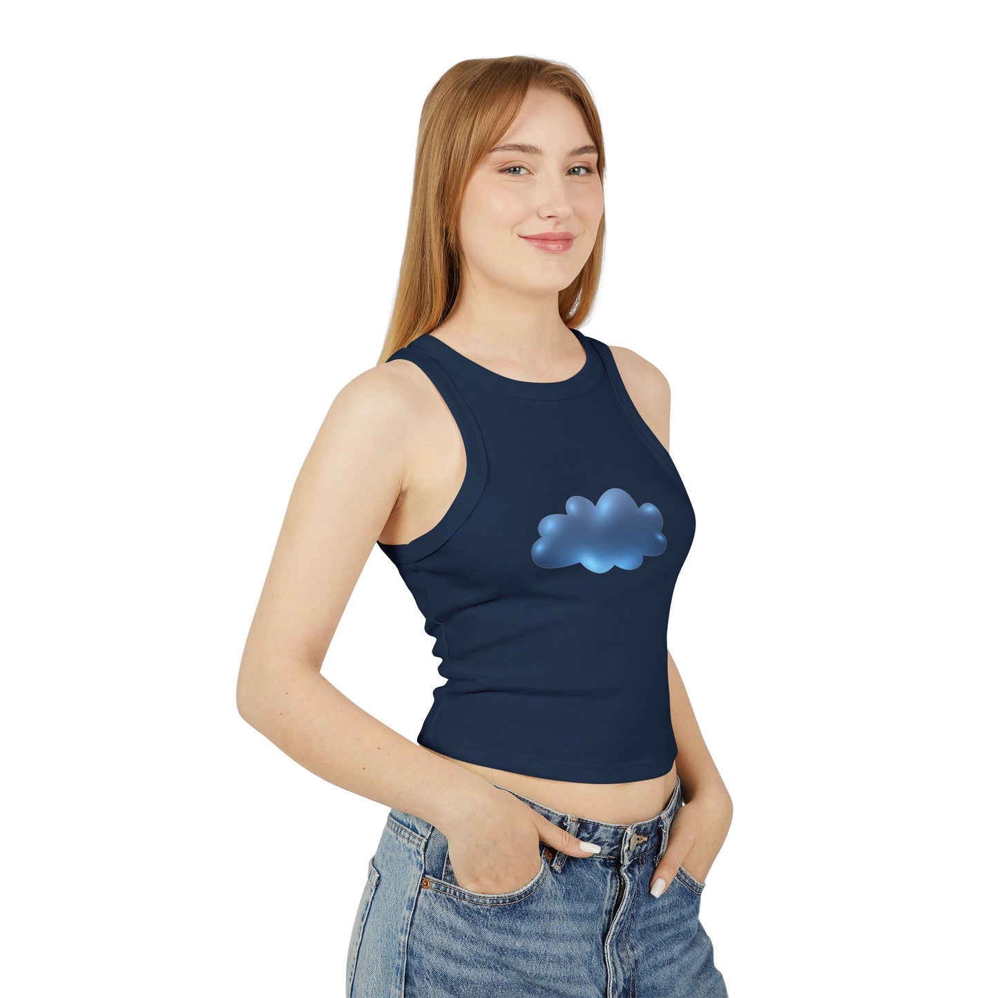 Women's Micro Rib Racer Tank Top - Serene Cloudscape