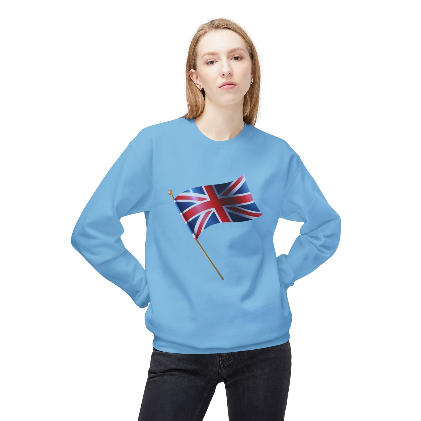 Unisex Midweight Softstyle Fleece Crewneck Sweatshirt - Classic UK Flag Design
