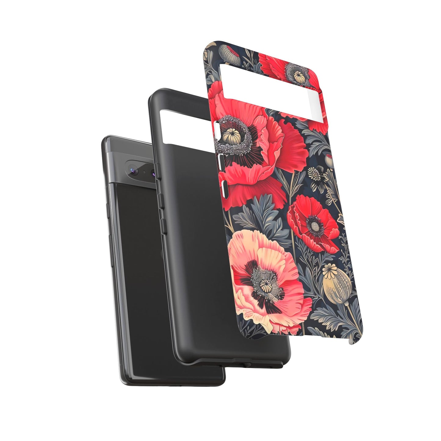 Floral Phone Case with Artistic Poppies, Tough Cases, Flower Design, Nature Lover Gift, Customizable Mobile Cover, Stylish Phone Accessories