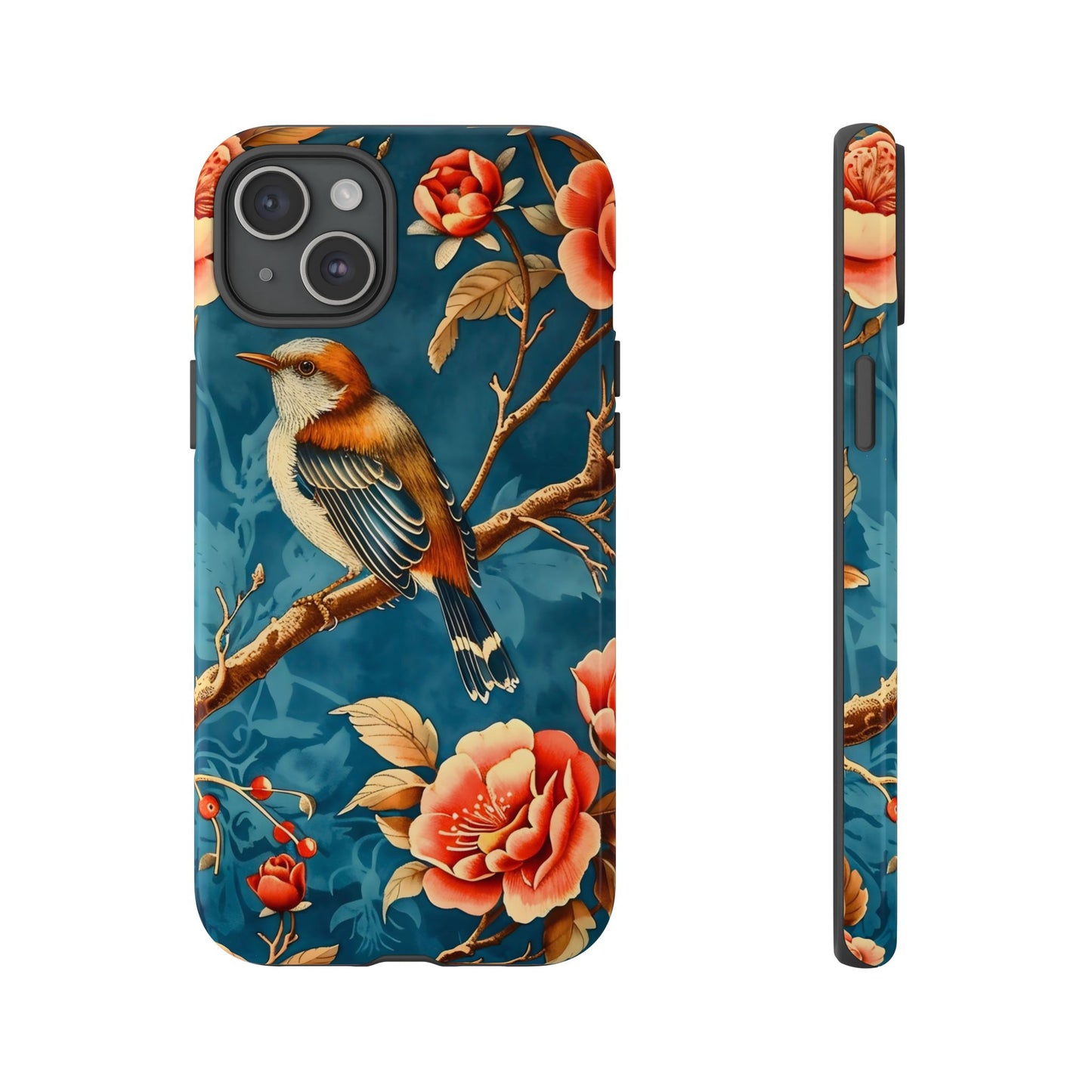 Bird & Floral Phone Case, Tough Cases for Nature Lovers, Gift for Her, Customizable Design, Vibrant Tech Accessories